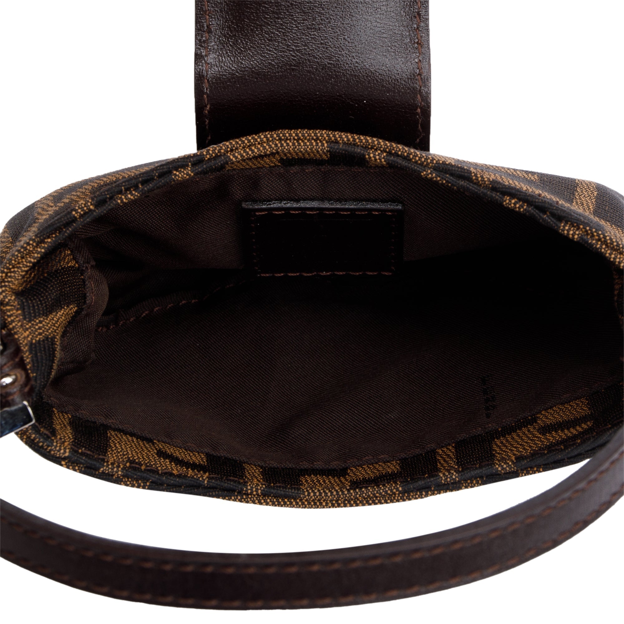 Fendi Brown FF Zucca Micro Baguette Hobo