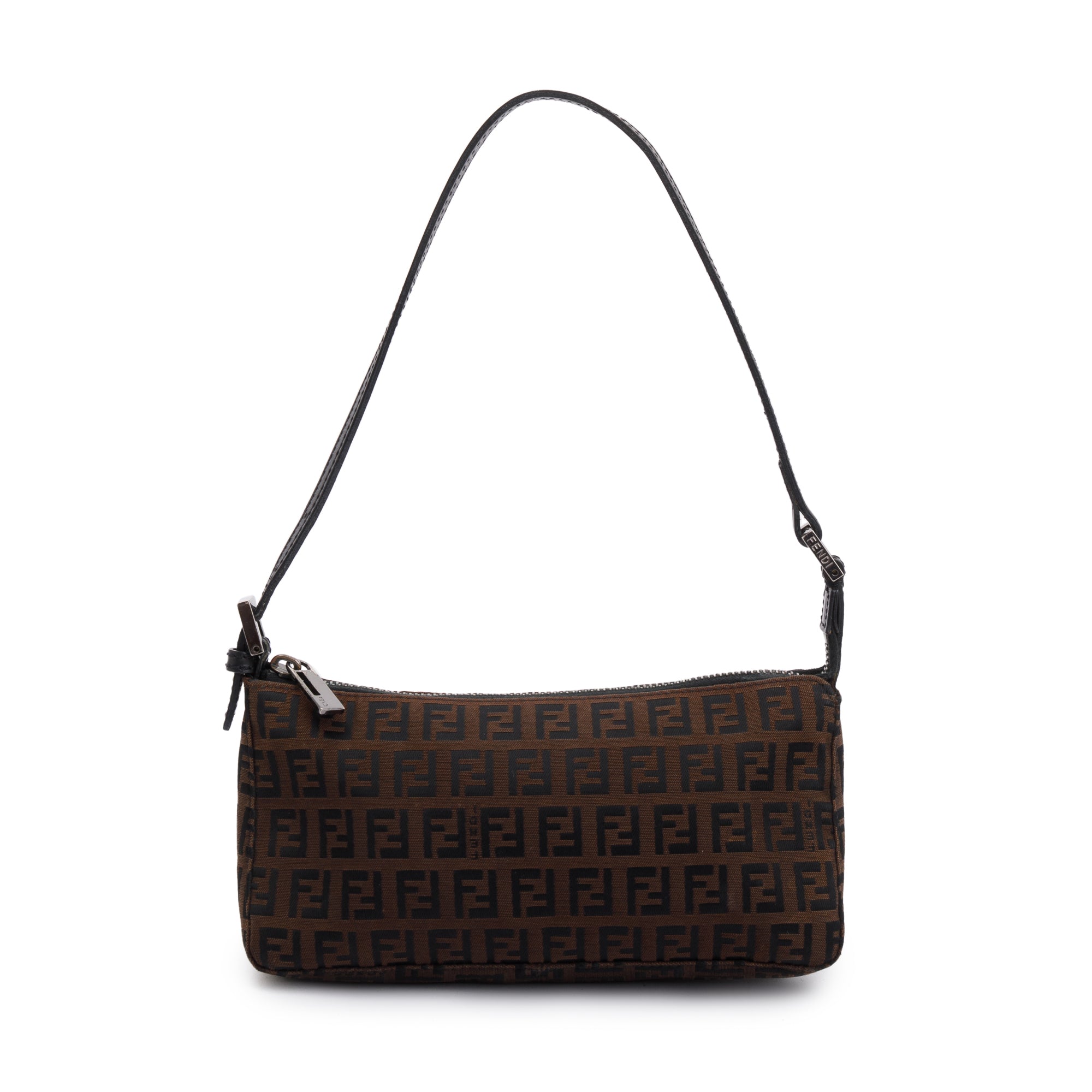 Fendi Brown FF Zucchino Canvas Pochette