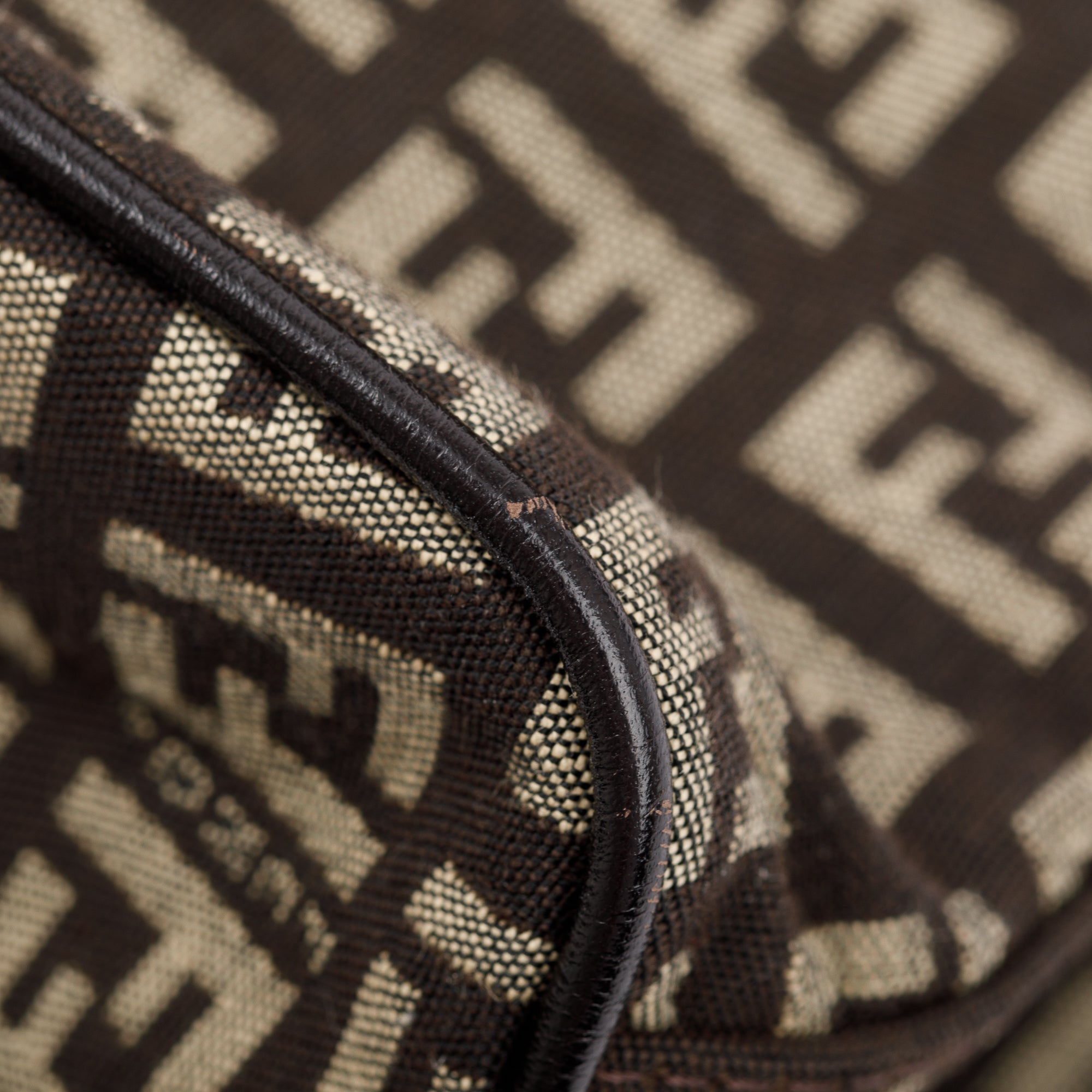 Fendi Brown Leather-Trimmed Zucchino Shoulder Bag