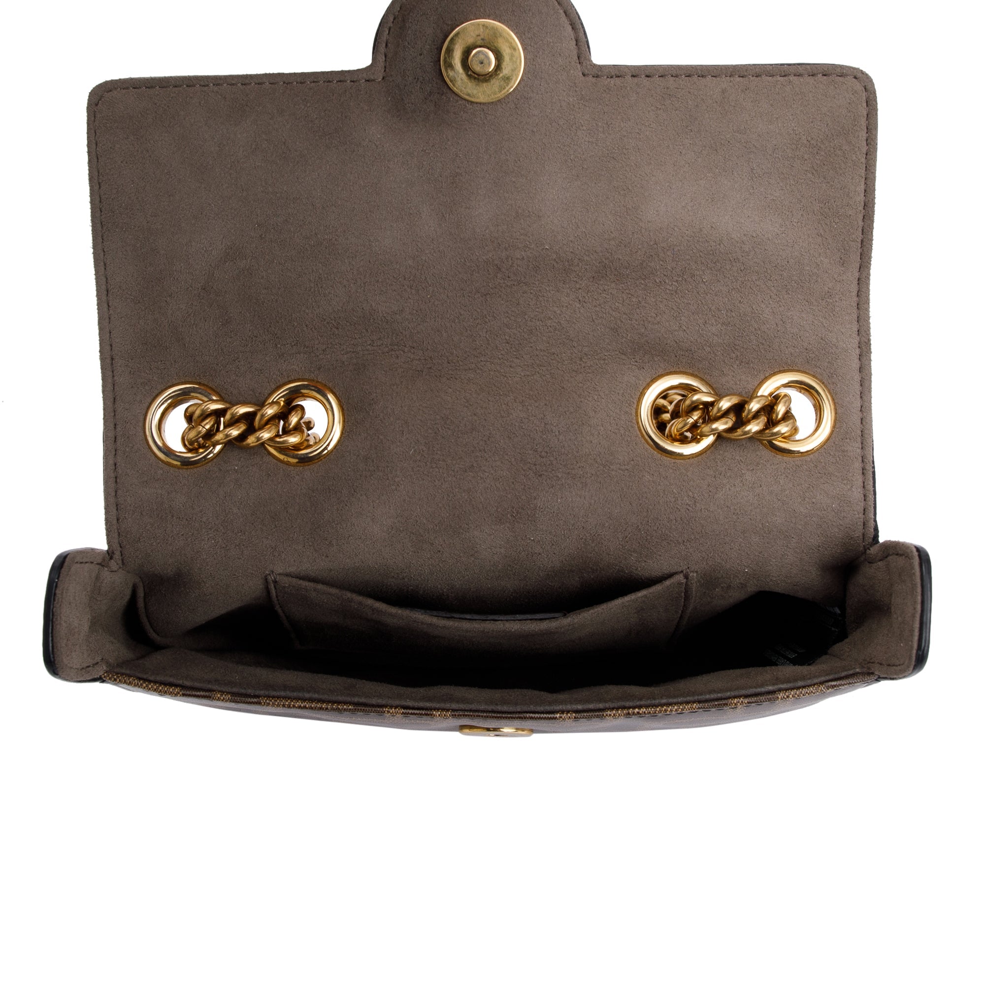 Fendi Brown Zucca Canvas Mini FF 1974 Logo Stamp Flap Shoulder Bag