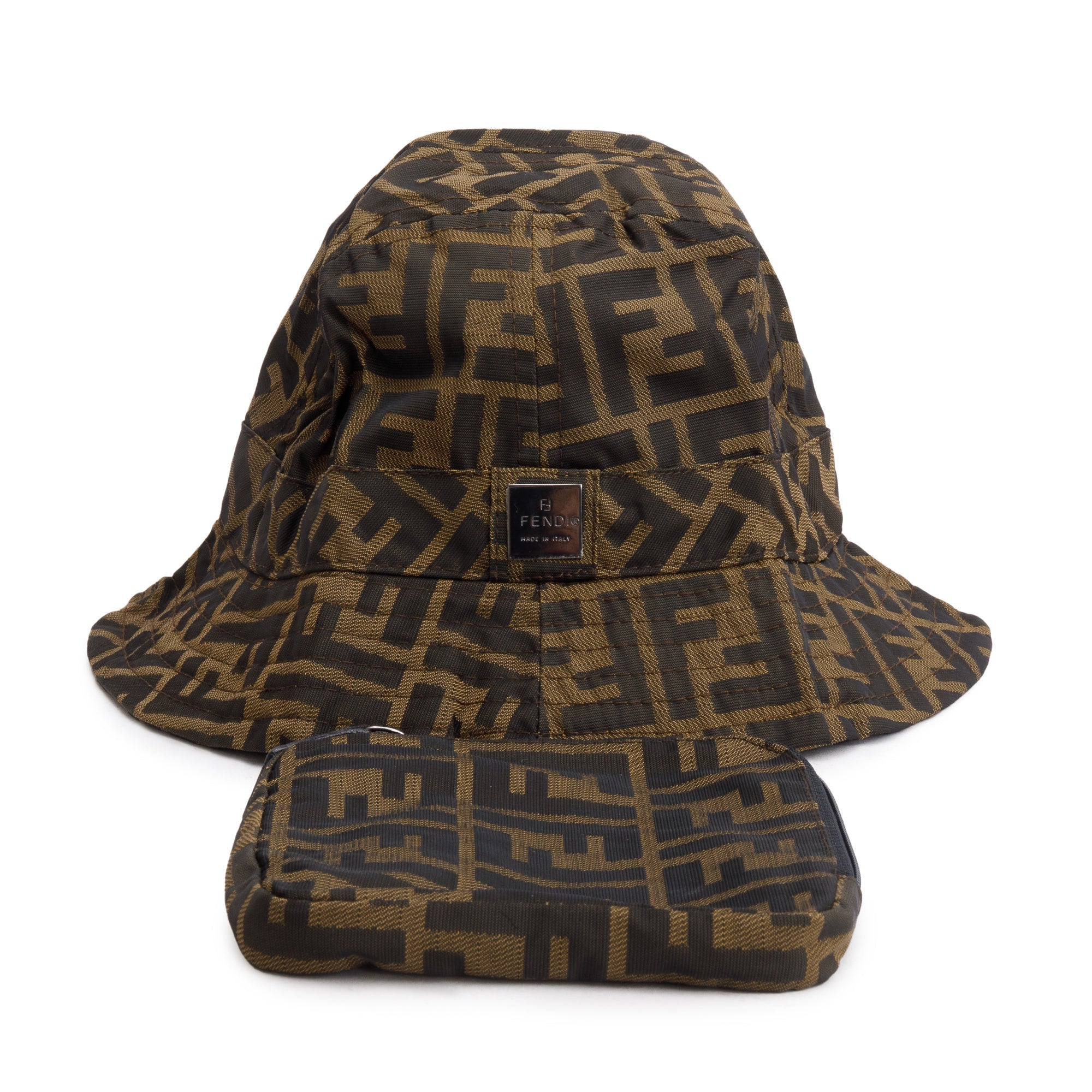 Fendi Brown Zucca FF Canvas Bucket Hat, Size S w/ Pouch