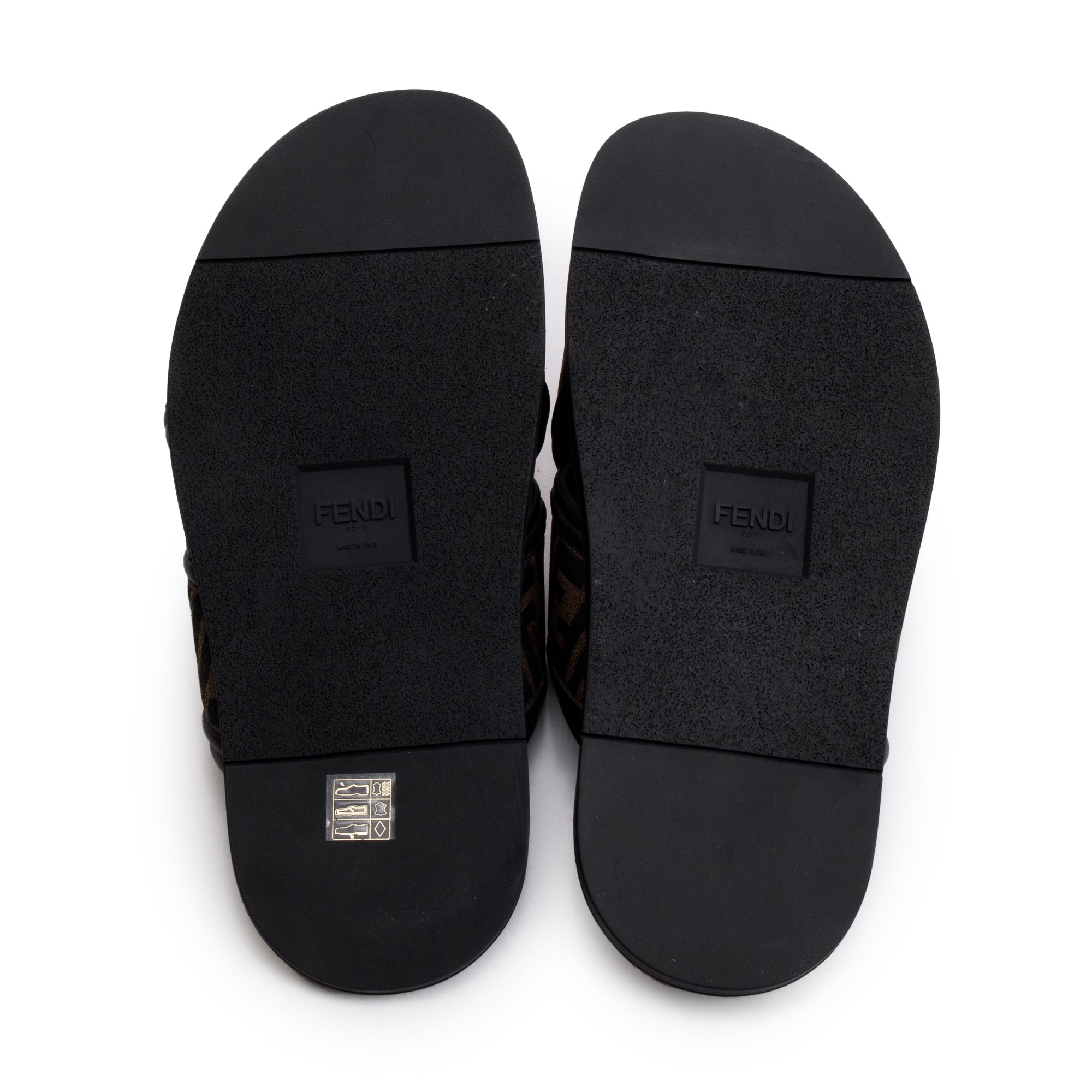 Fendi Brown Zucca FF Logo Canvas Slides, Size 11 w/ Box