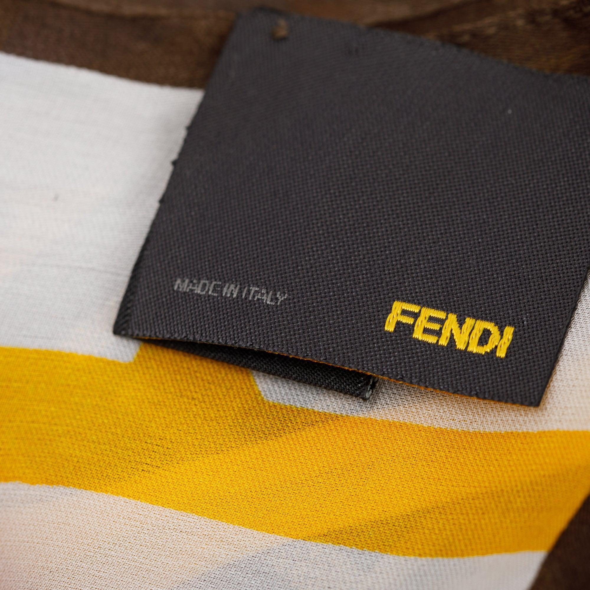 Fendi Brown Zucca FF Logo Silk Foulard