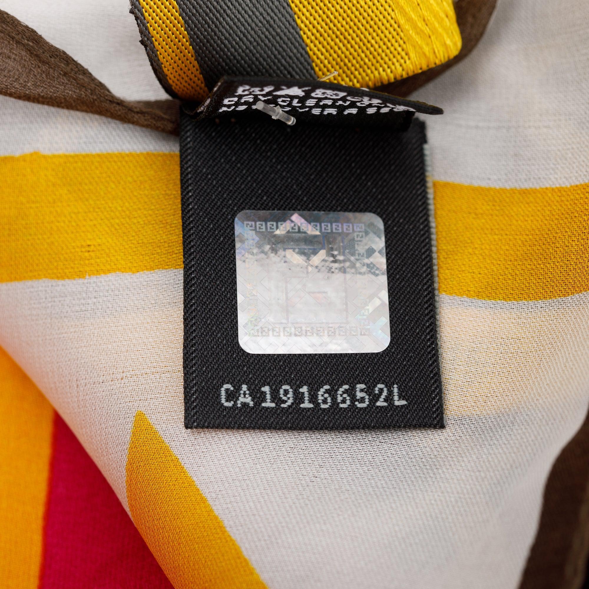 Fendi Brown Zucca FF Logo Silk Foulard