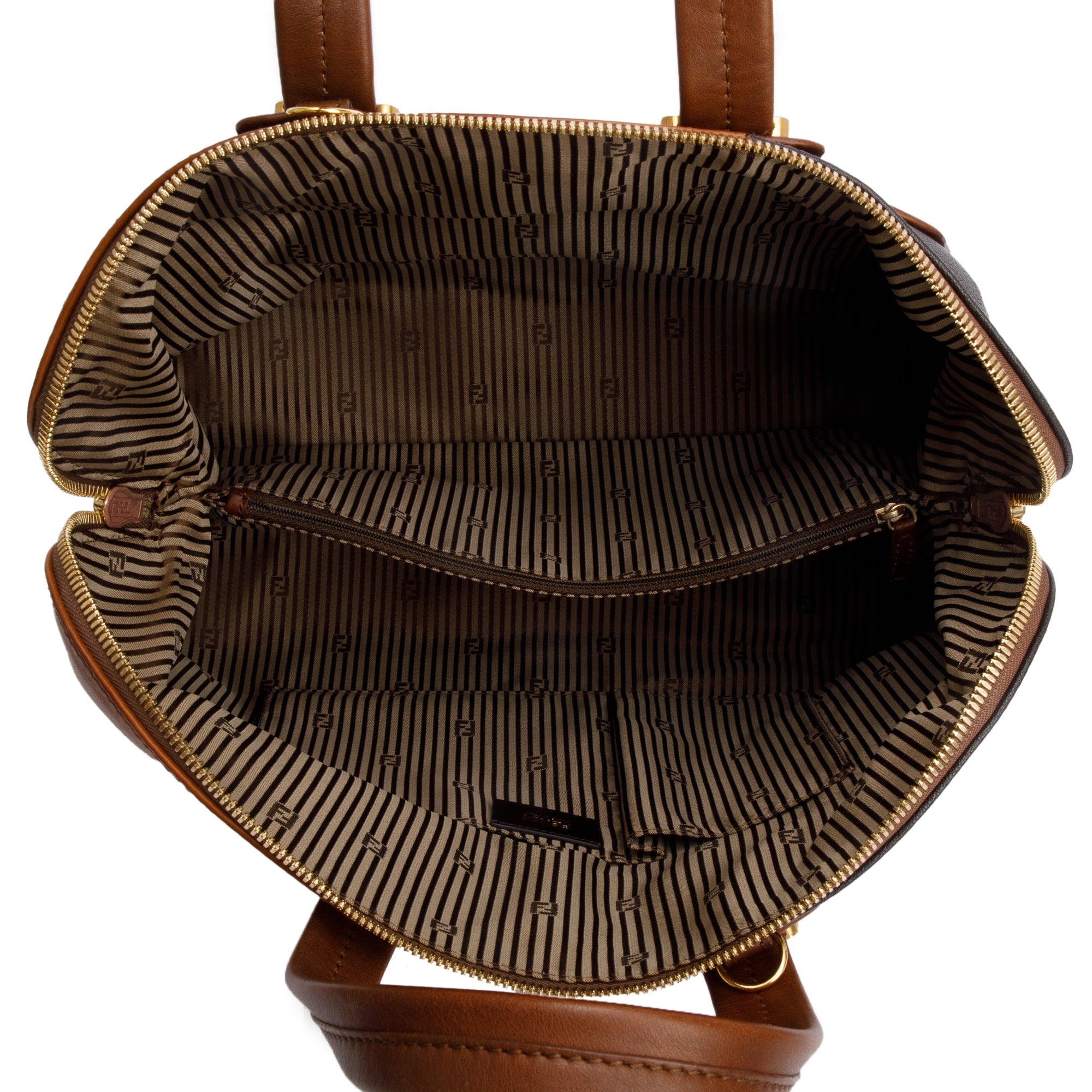 Fendi Brown/Black Calfskin Leather Mediu Chameleon Tote w/ Strap