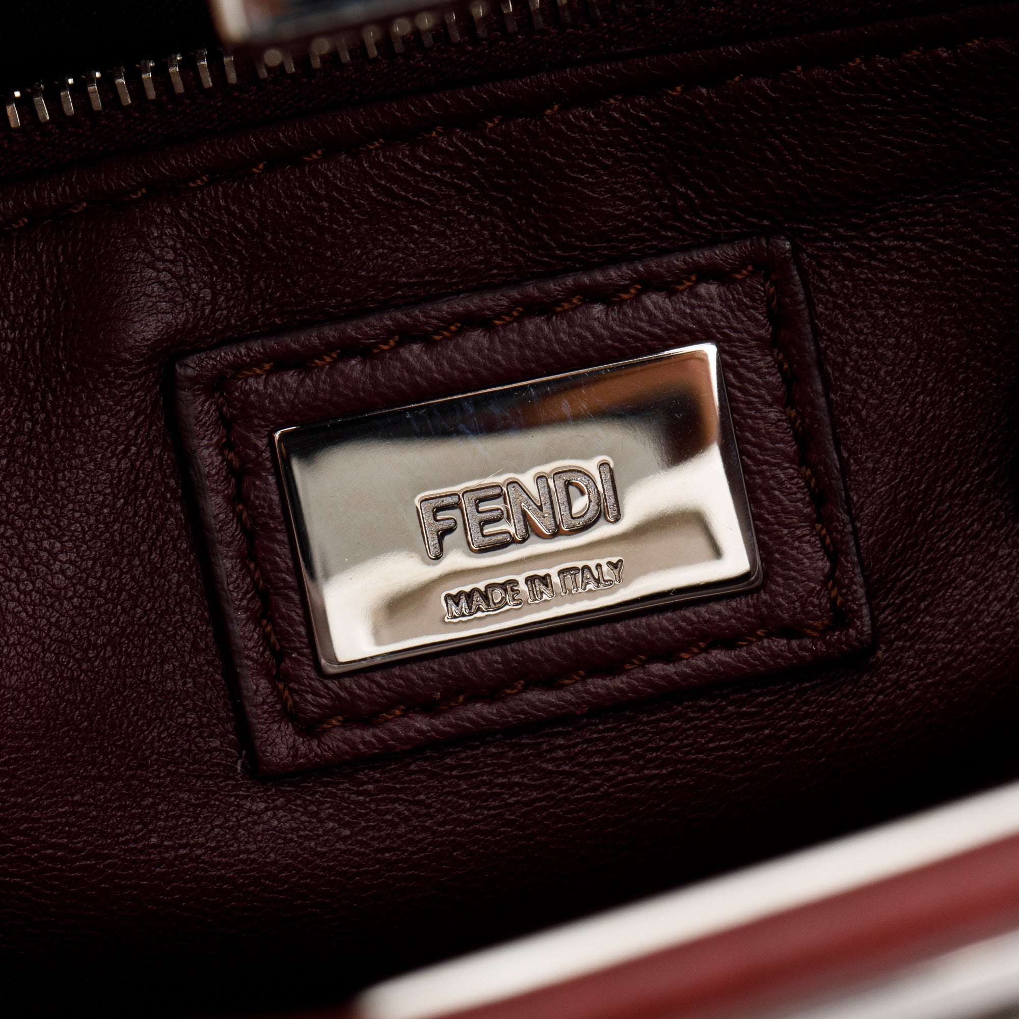 Fendi Burgundy Calfskin Leather Mini Peekaboo Bag w/ Strap & Receipt