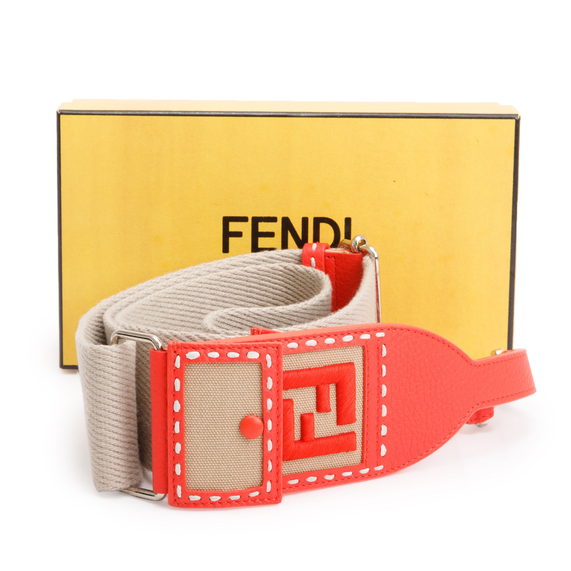 Fendi Canvas & Leather Shoulder Bag Strap w/ Box