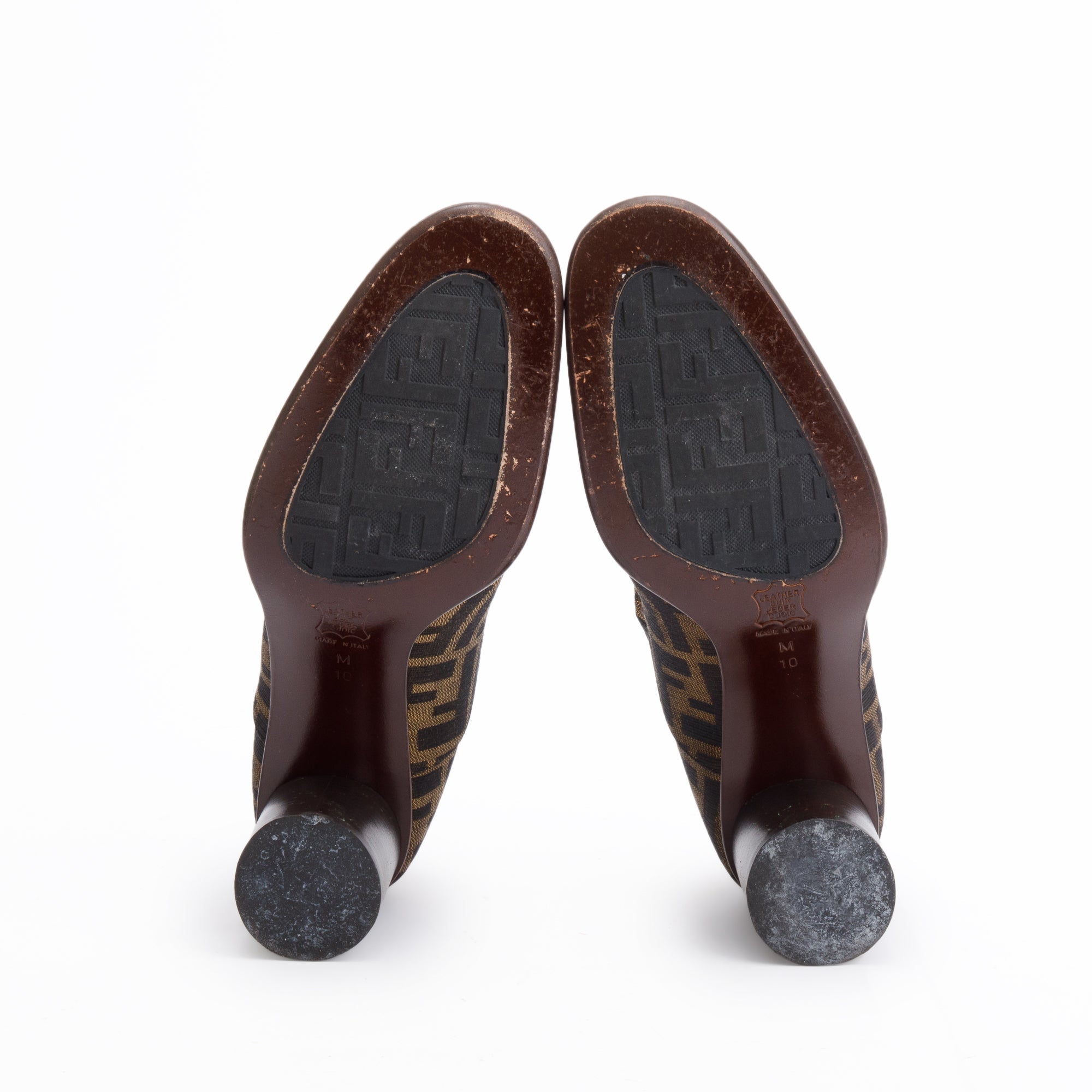 Fendi Embroidered FF Zucca Canvas Mary Jane Pumps, Size 10 w/ Box