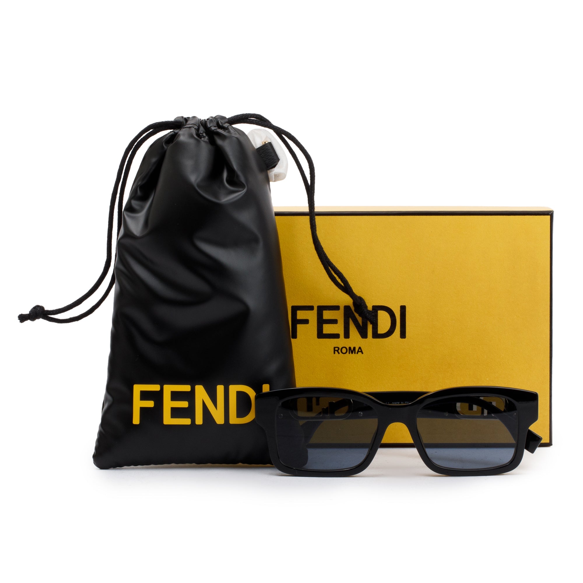Fendi FE0050I Black Acetate O'Lock Cat-Eye Sunglasses w/ Box & Authenticity Card