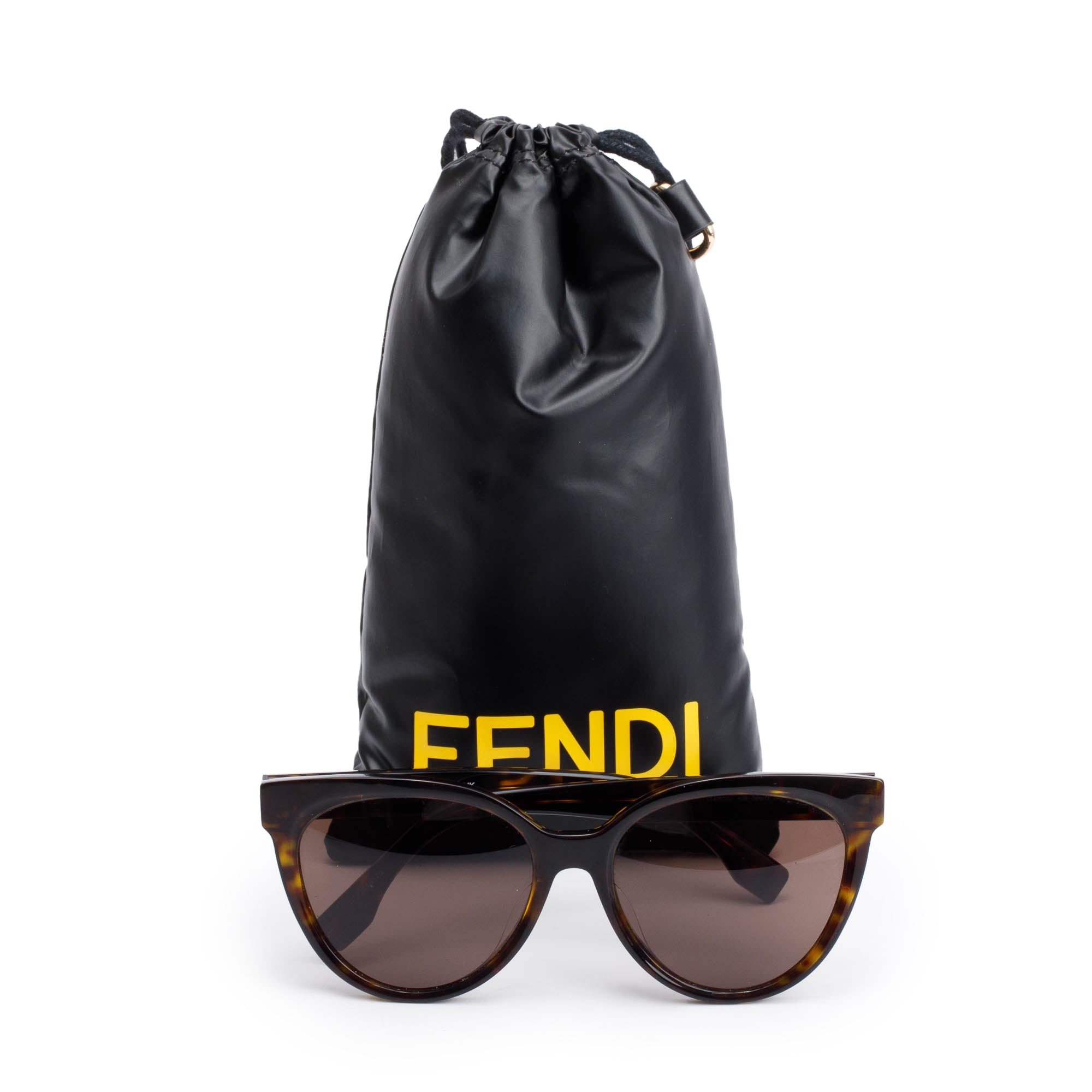 Fendi FE400088U Havana Acetate Cat-Eye Sunglasses w/ Pouch