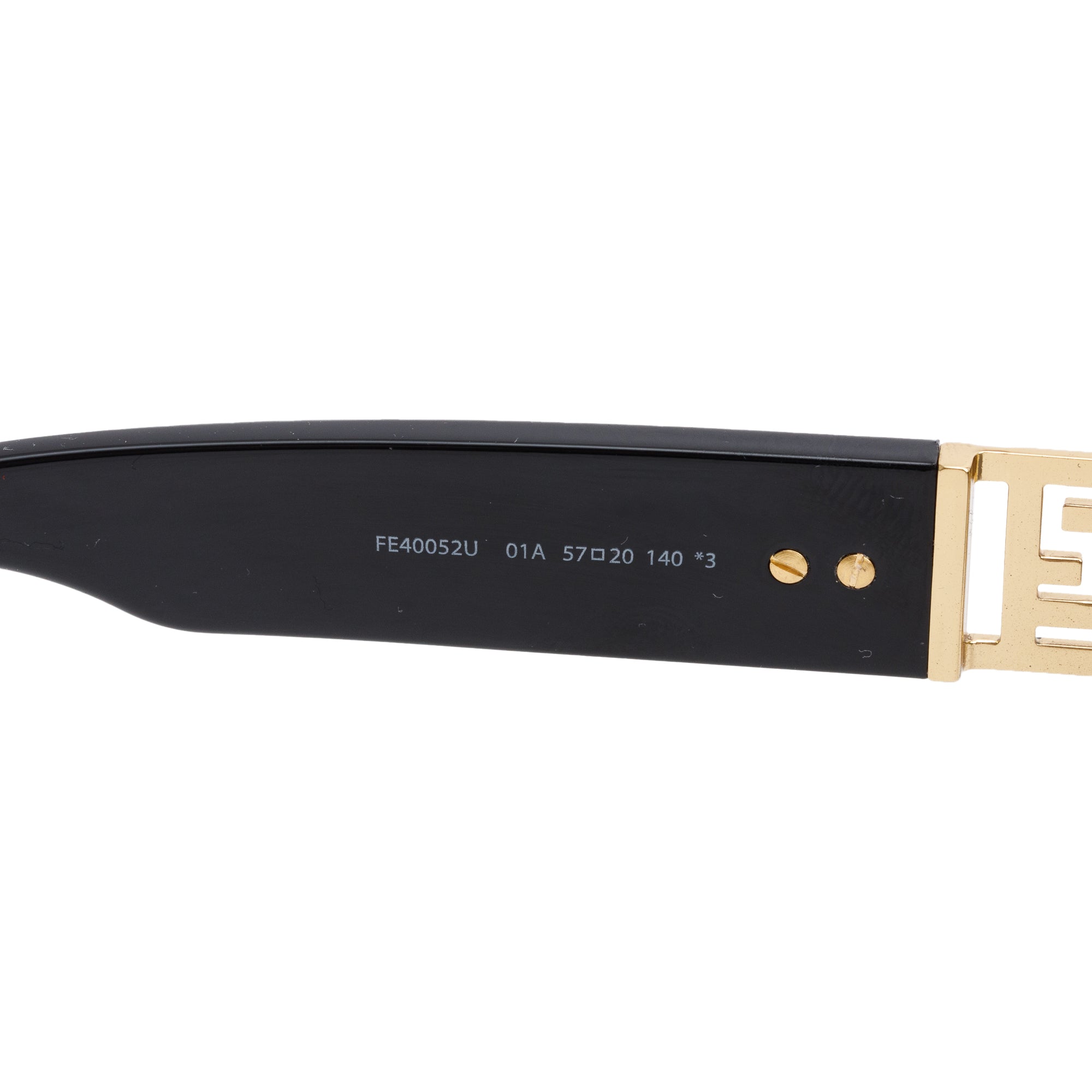 Fendi FE40052U Gold-Tone Metal Black Acetate Zucca FF Logo Round Sunglasses w/ Case