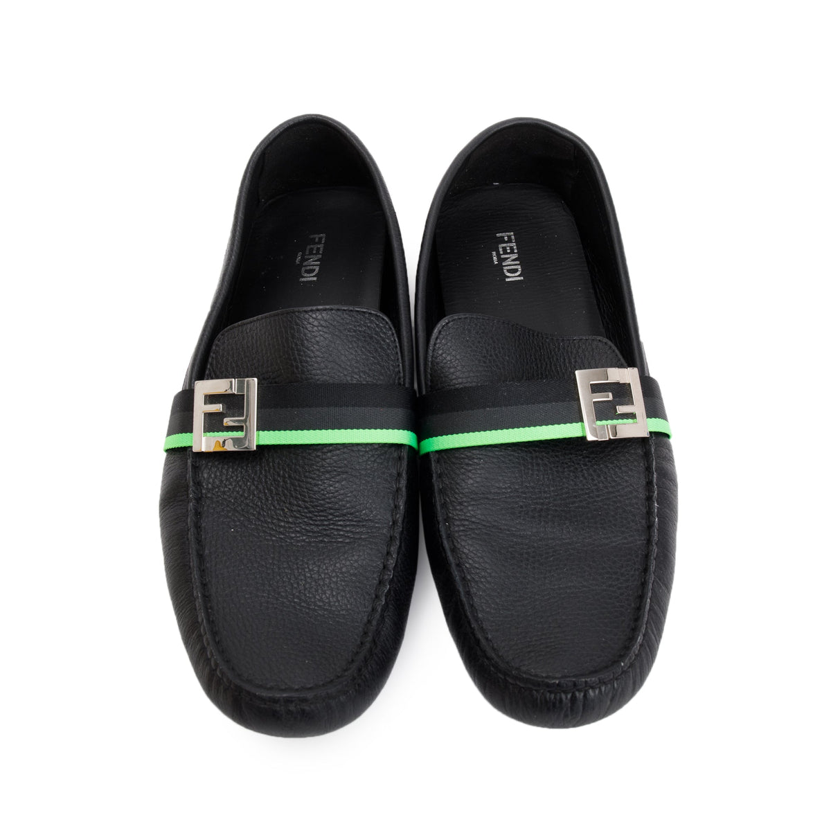 Fendi FF Black Leather Loafers, Size 11 w/ Box – OLIVER display picture 1