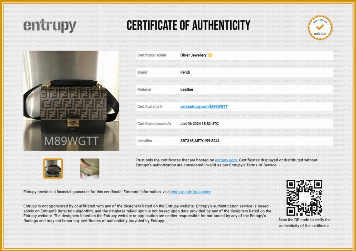 Fendi FF Embossed & Black Calfskin Leather Kan I Shoulder Bag w/ Straps