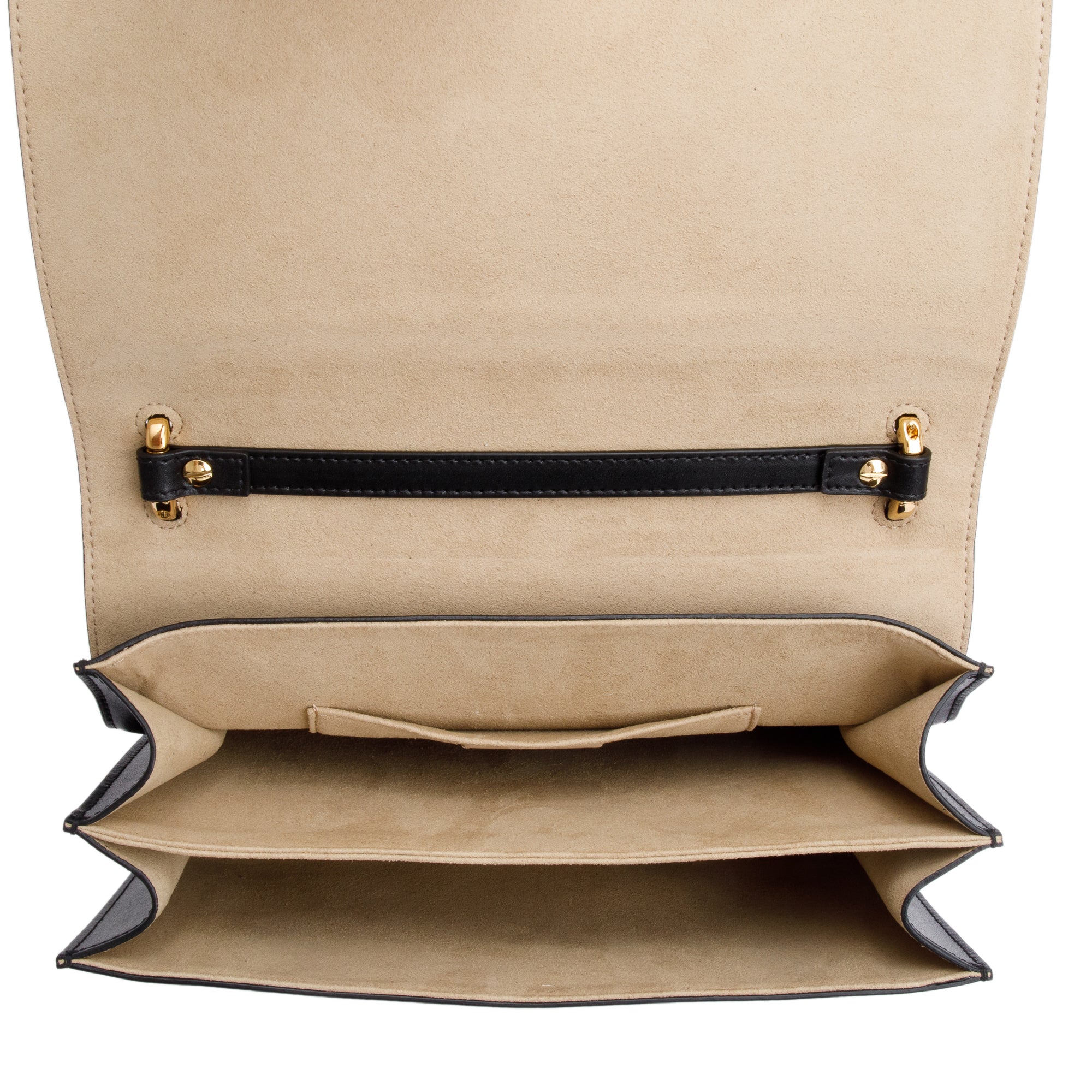 Fendi FF Embossed & Black Calfskin Leather Kan I Shoulder Bag w/ Straps