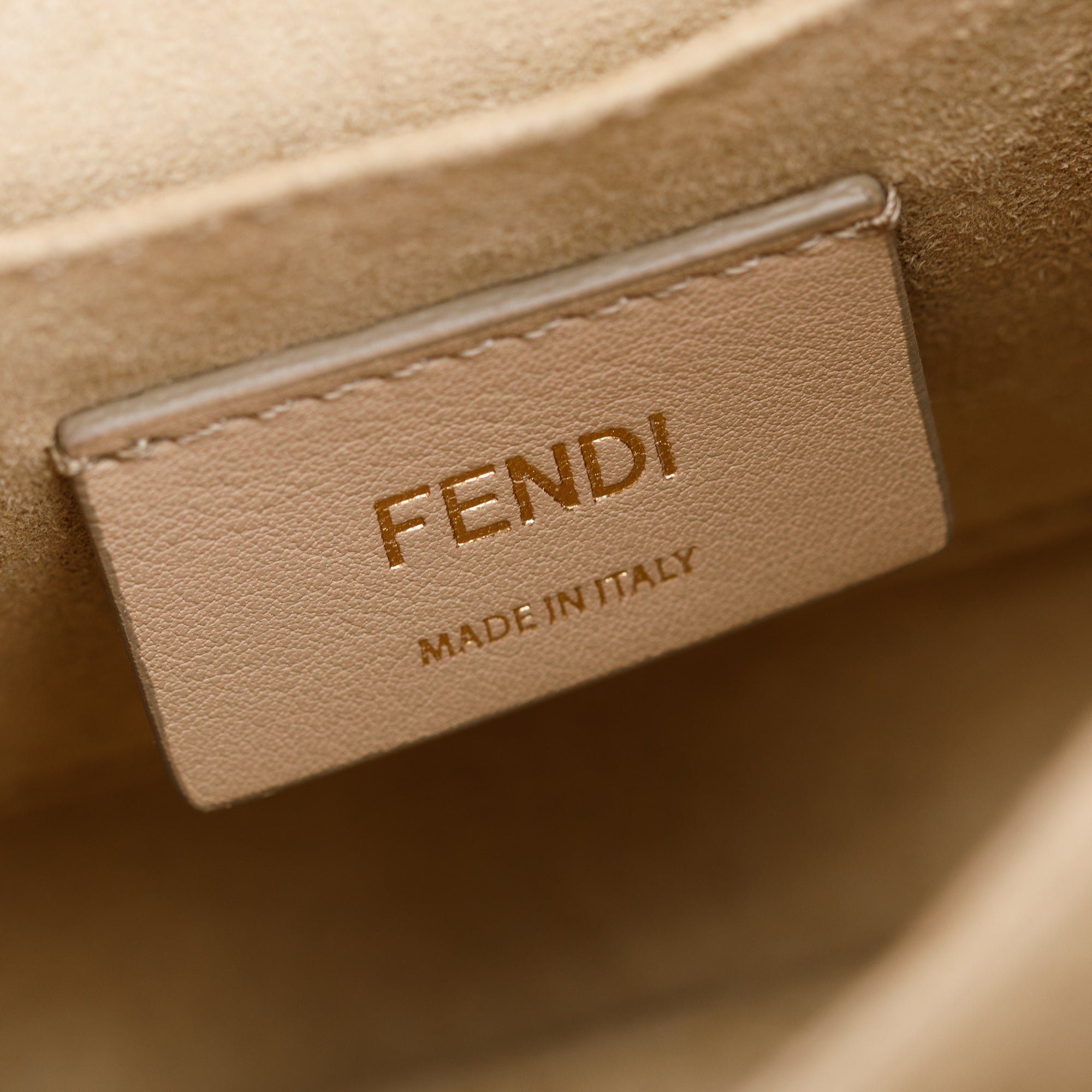 Fendi FF Embossed & Black Calfskin Leather Small Kan I Shoulder Bag