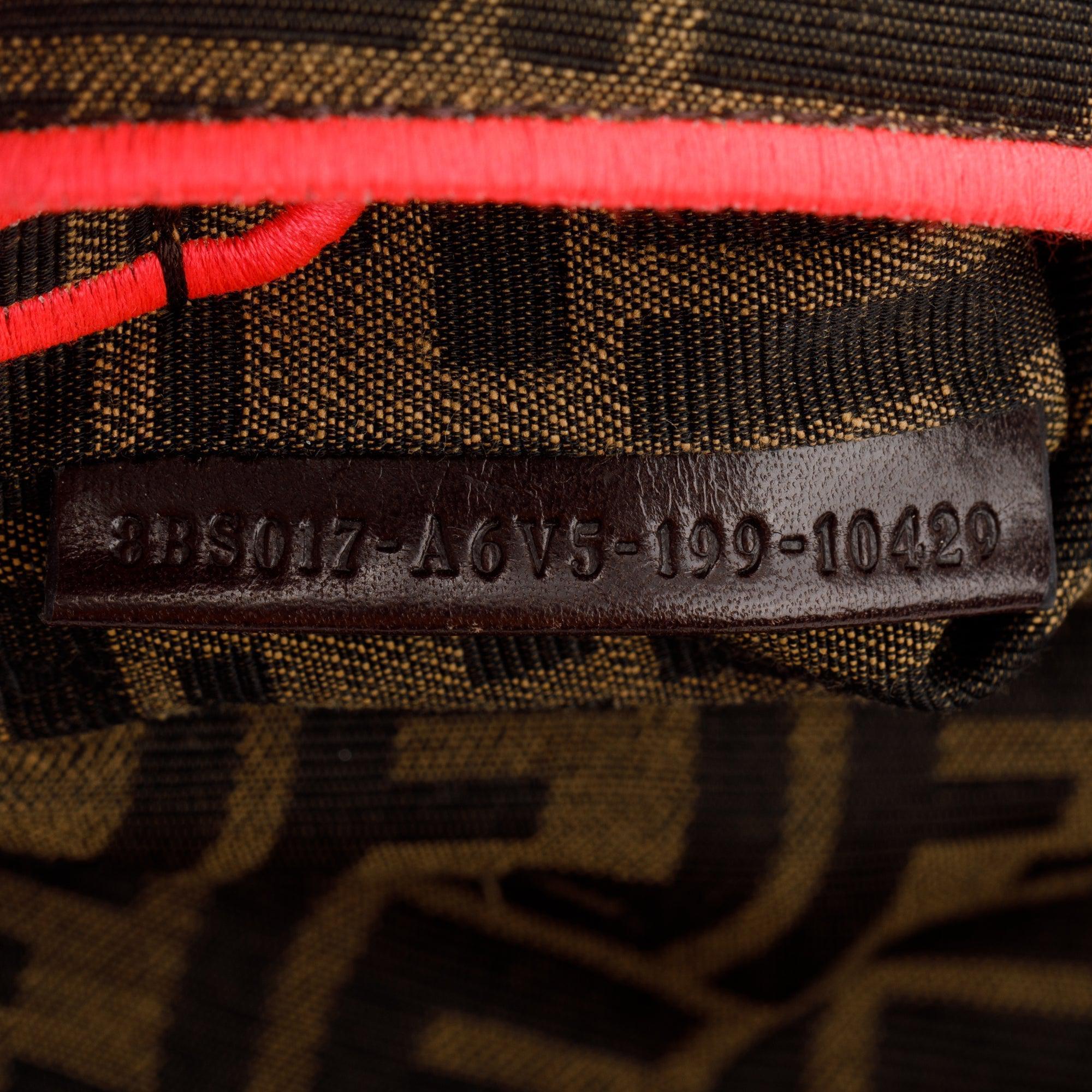 Fendi FF Zucca Canvas Mini Chain Baguette Crossbody Bag