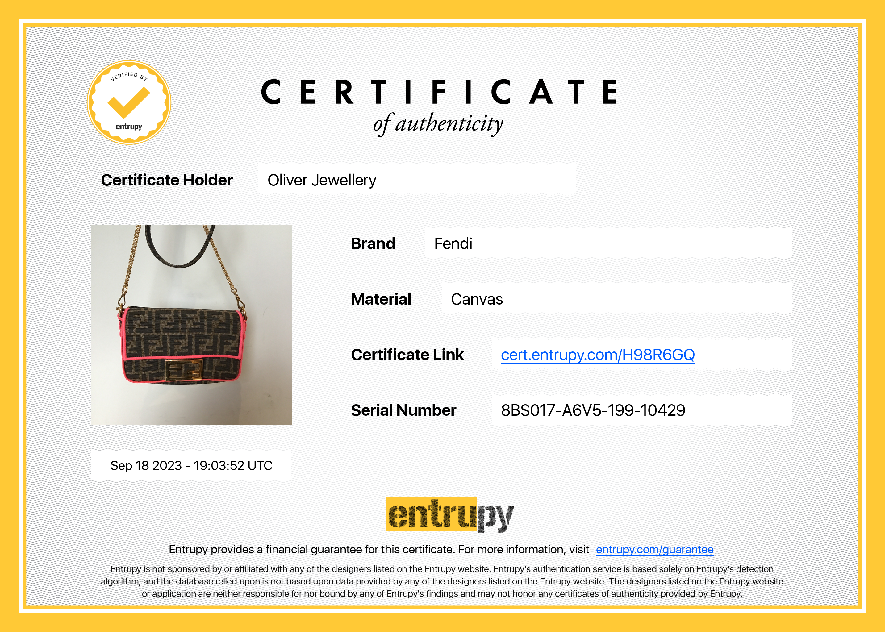 Fendi FF Zucca Canvas Mini Chain Baguette Crossbody Bag