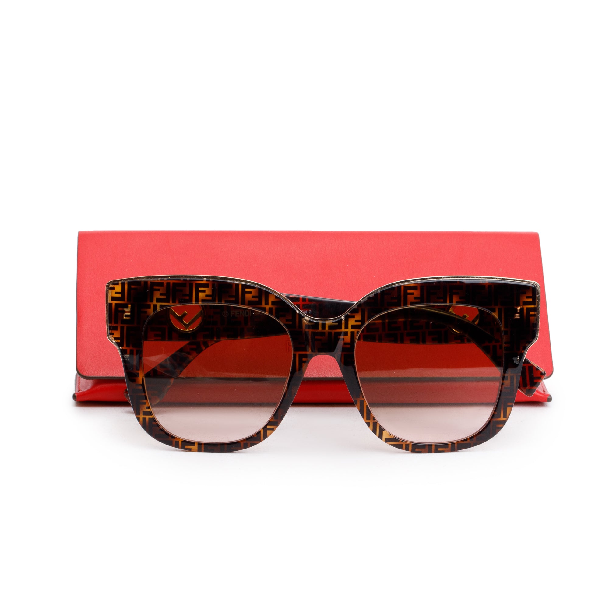 Fendi FF0359/G/S FF Zucca Havana Acetate Fendi First Square Sunglasses w/ Case & Authenticity Card