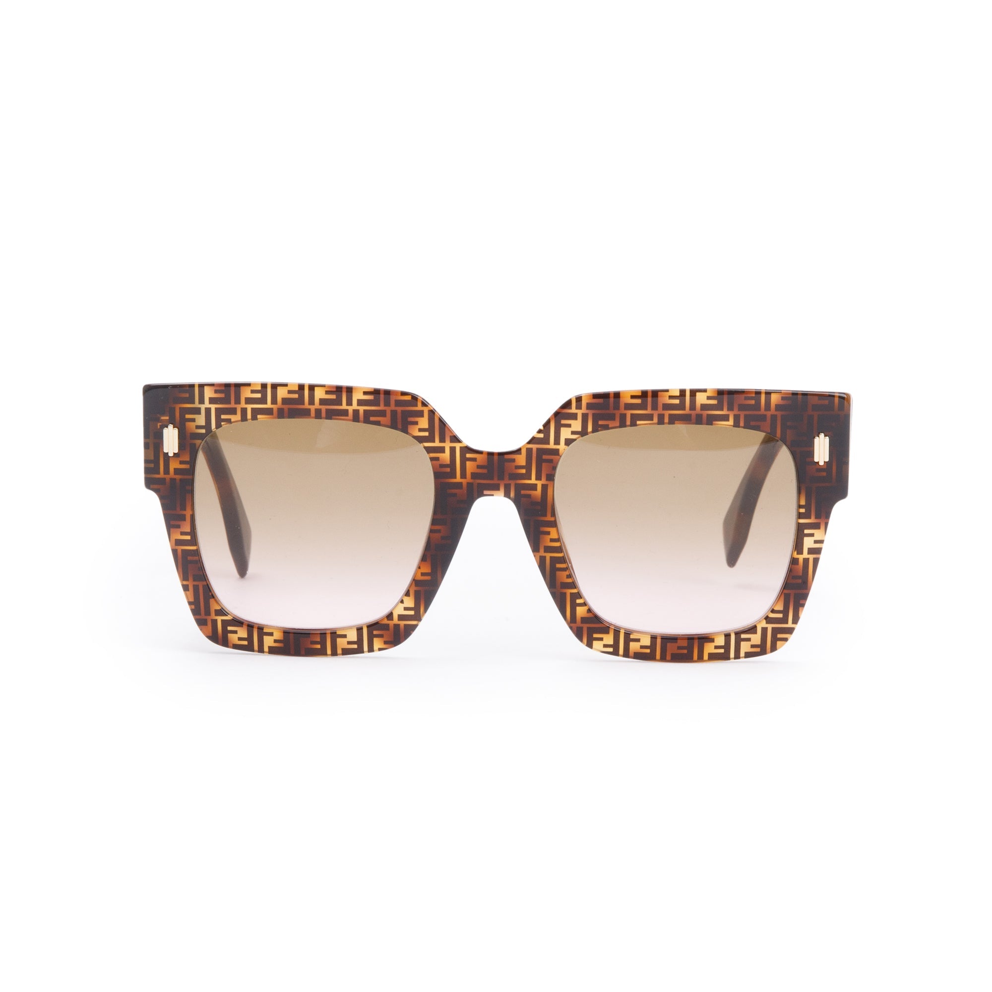 Fendi FF0457/G/S Zucca Havana Acetate Fendi Roma Oversize Sunglasses w/ Box