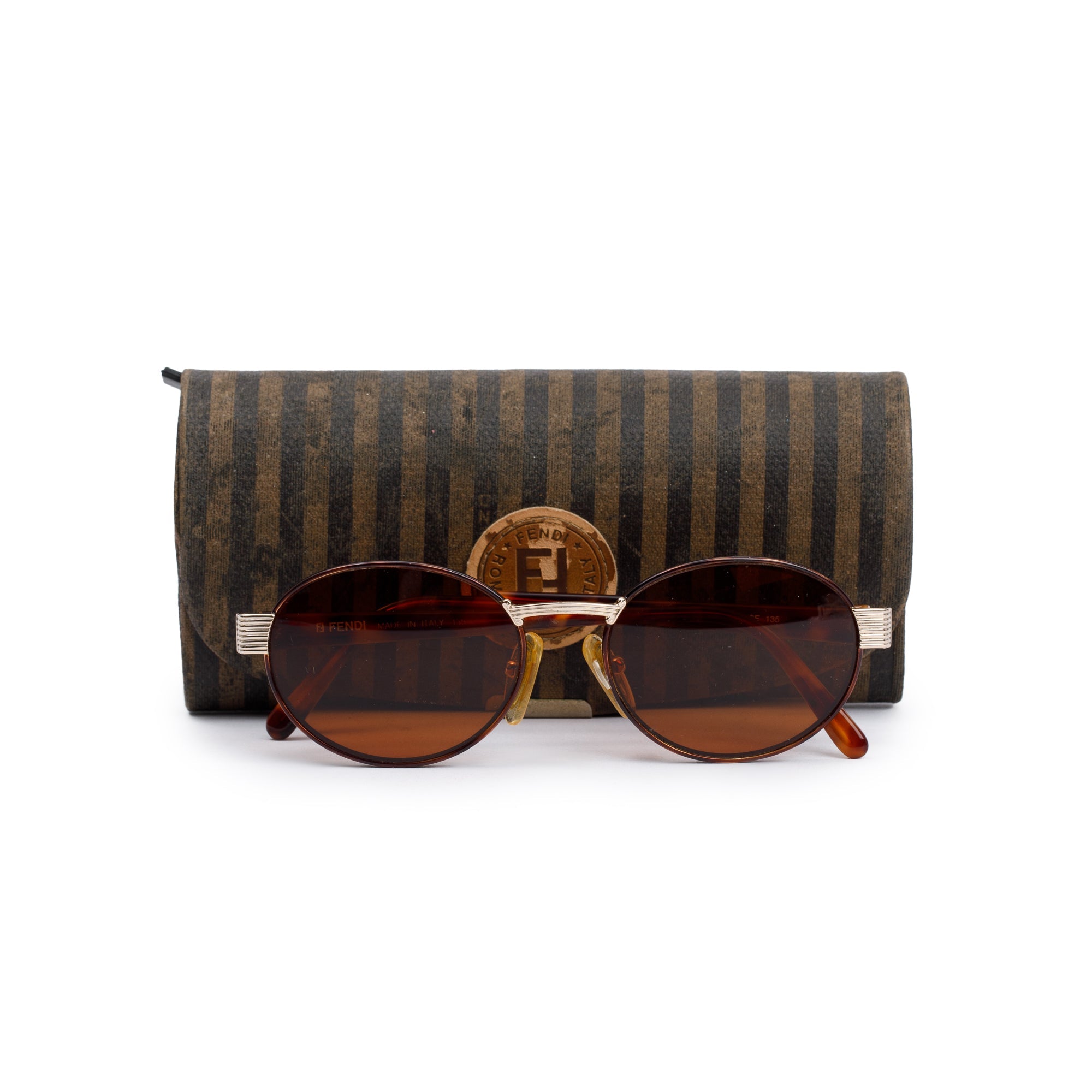 Fendi FS 137 Tortoise Acetate Round Sunglasses w/ Case
