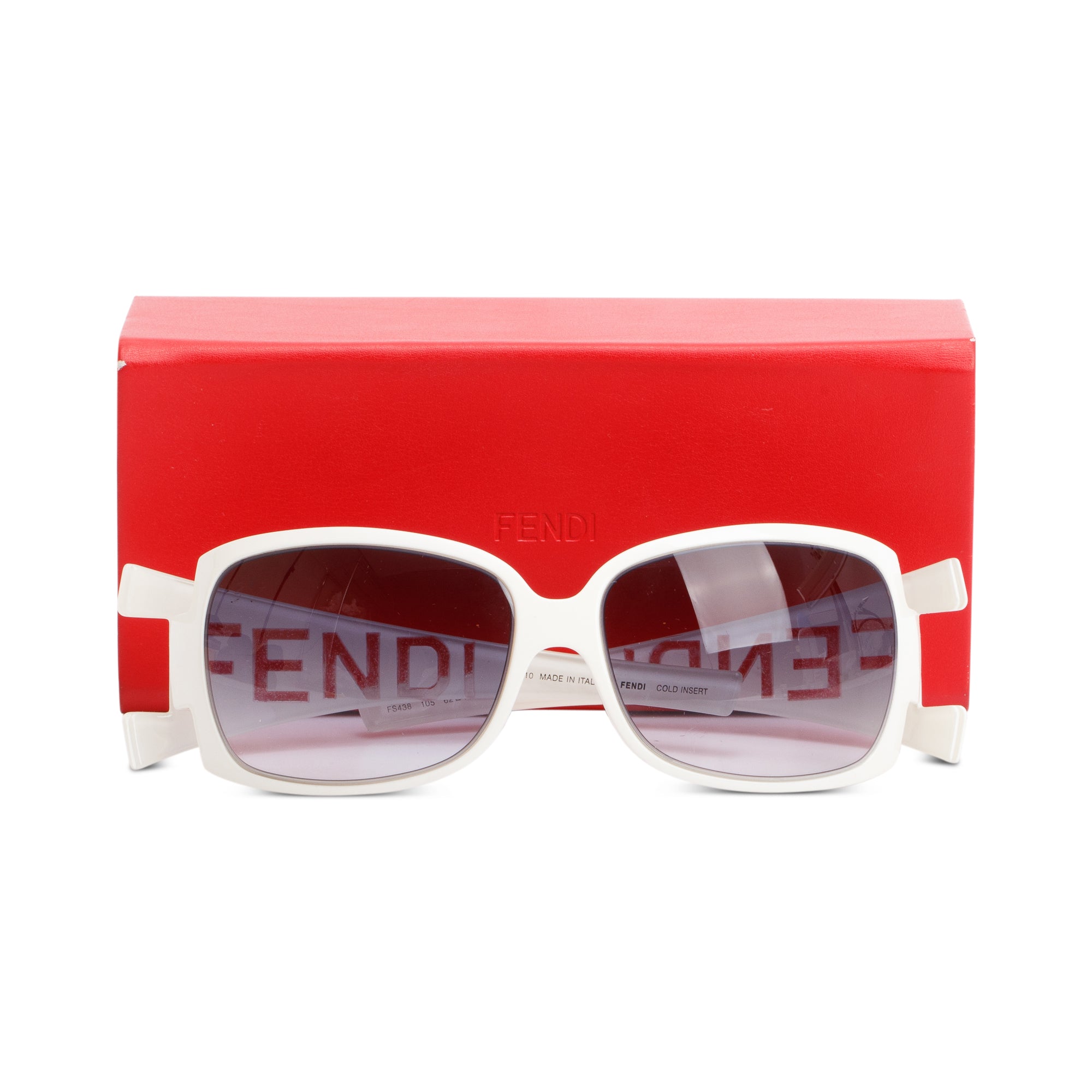 Fendi FS438 White Acetate Fendi Logo Shield Sunglasses w/ Case