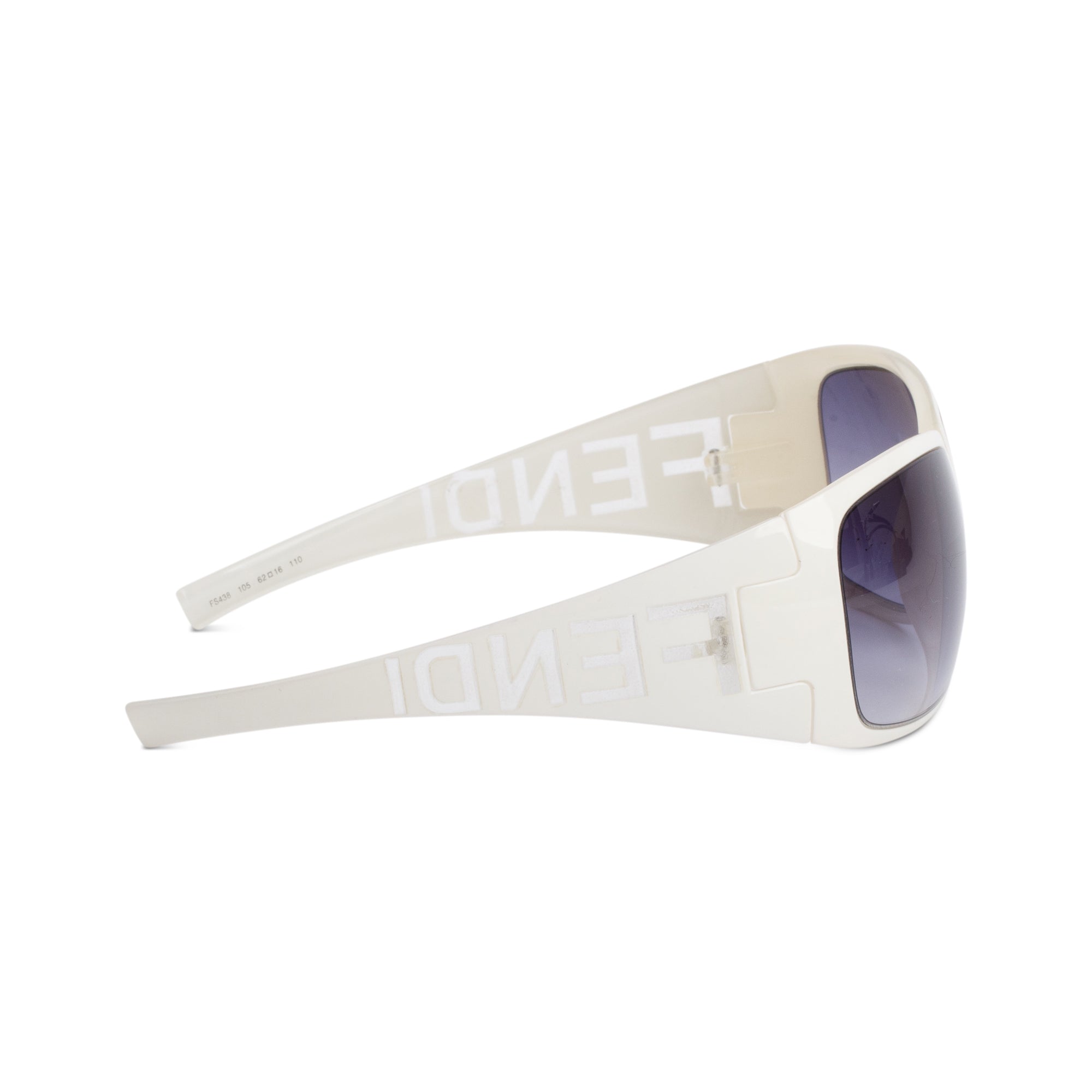 Fendi FS438 White Acetate Fendi Logo Shield Sunglasses w/ Case