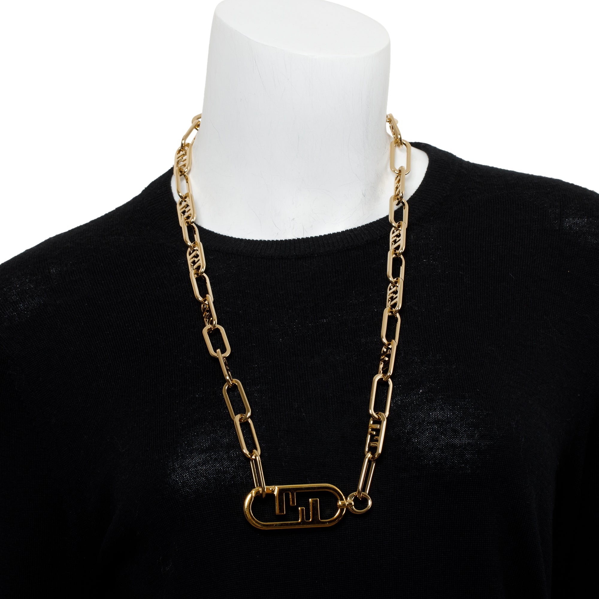 Fendi Gold-Plated Metal O'Lock Choker Necklace w/ Box