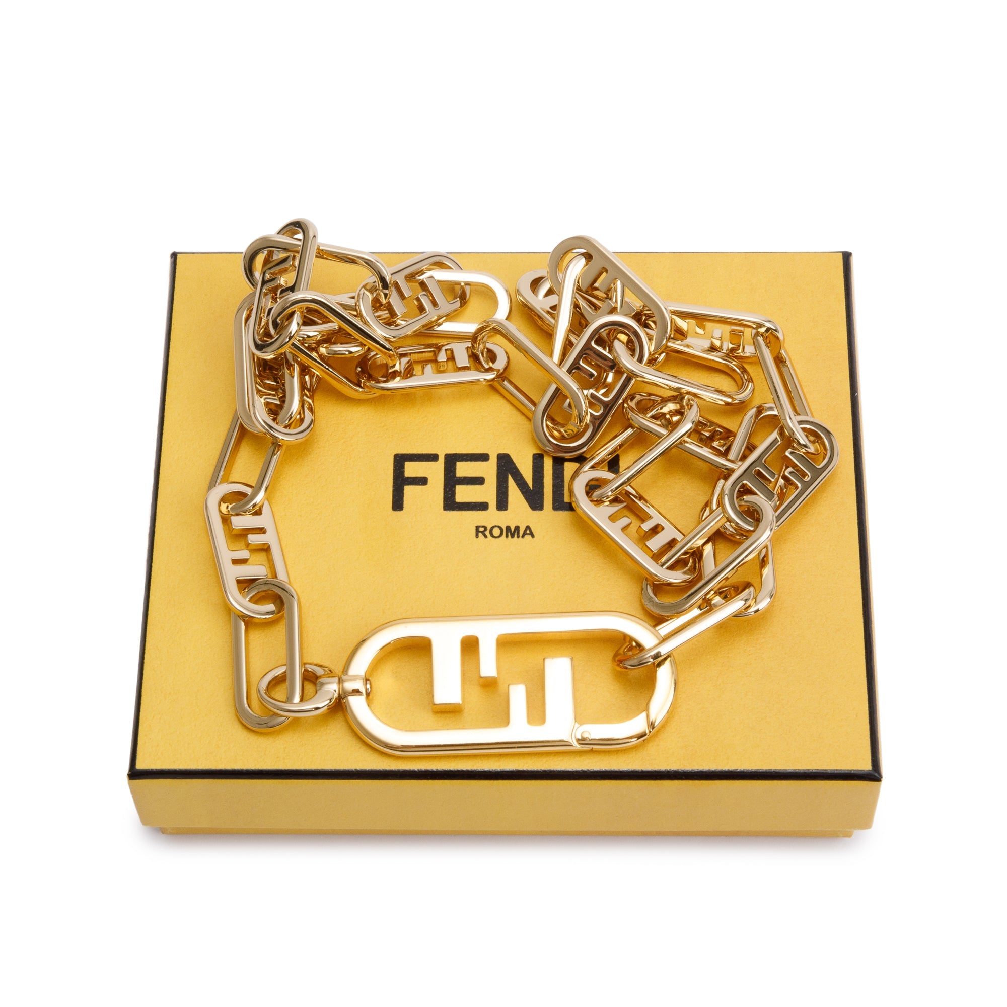 Fendi Gold-Plated Metal O'Lock Choker Necklace w/ Box