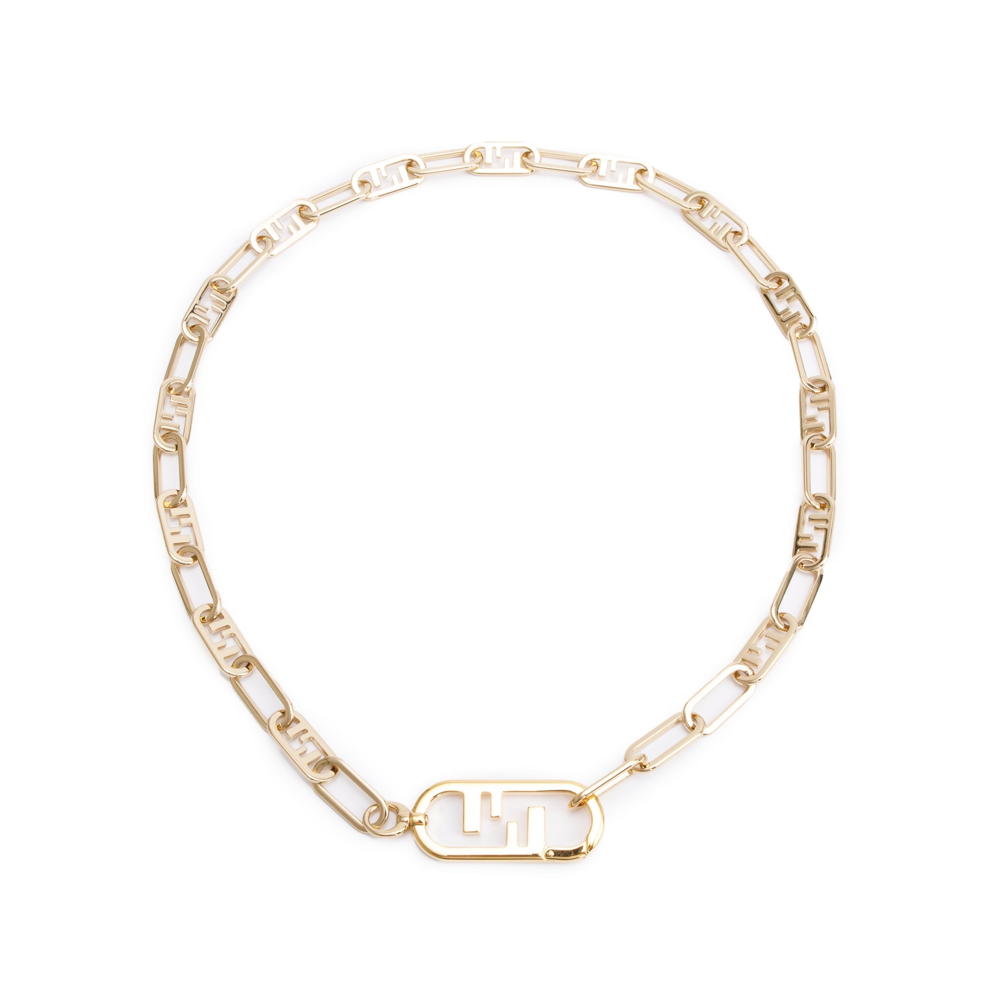 Fendi Gold-Plated Metal O'Lock Choker Necklace w/ Box