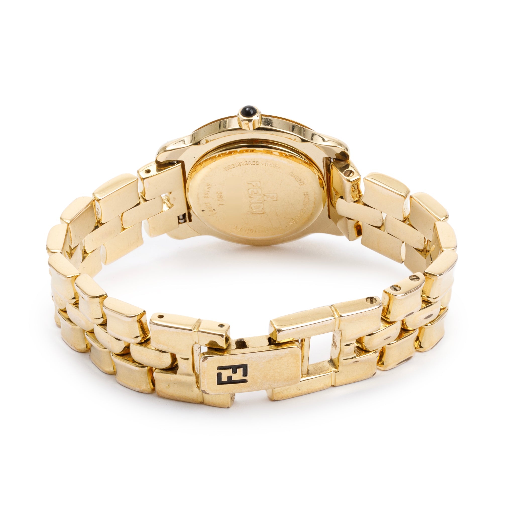 Fendi Gold-Plated Stainless Steel 860L Series 25 MM Watch w/ Box & 2 Bezels