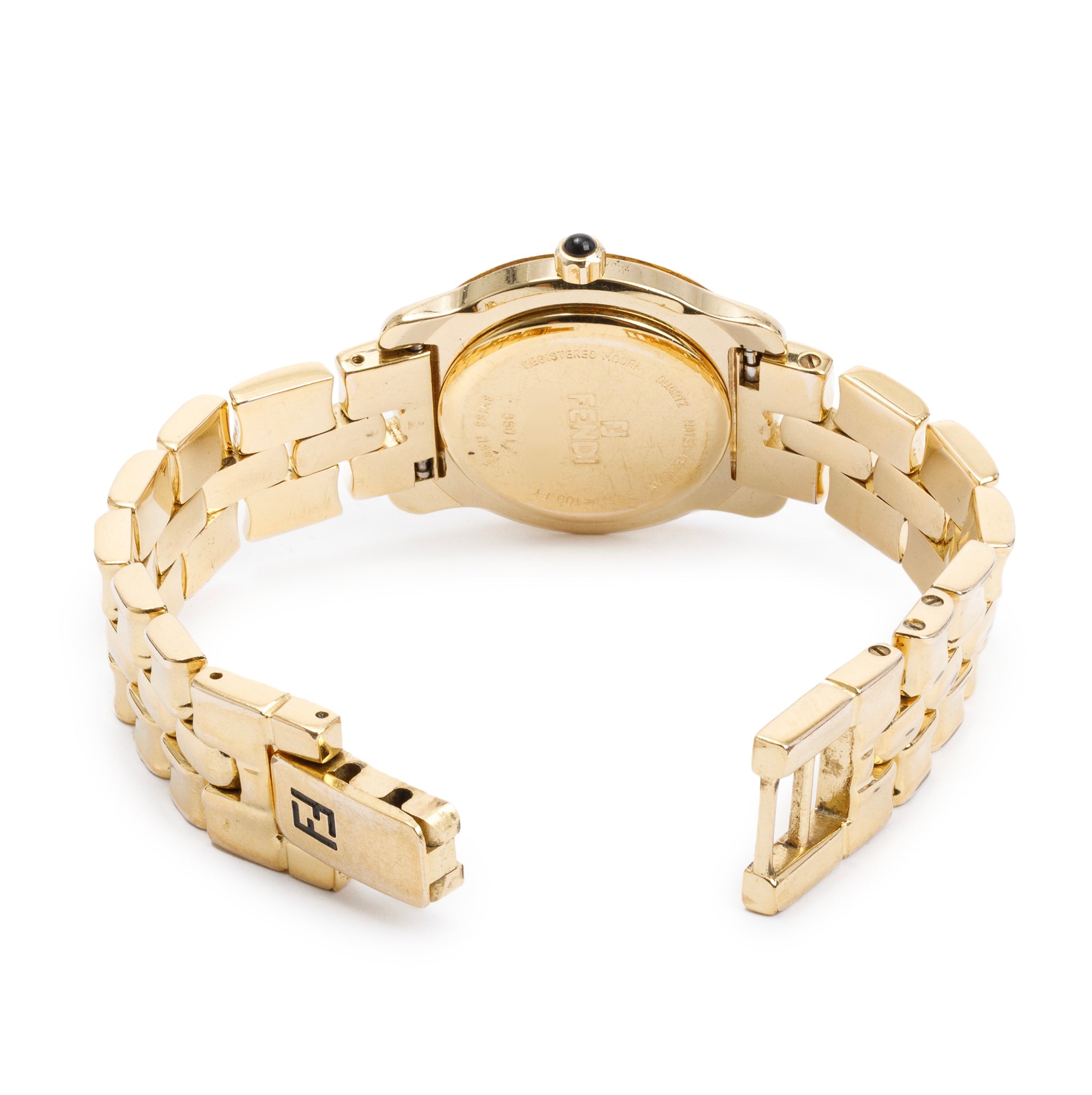 Fendi Gold-Plated Stainless Steel 860L Series 25 MM Watch w/ Box & 2 Bezels