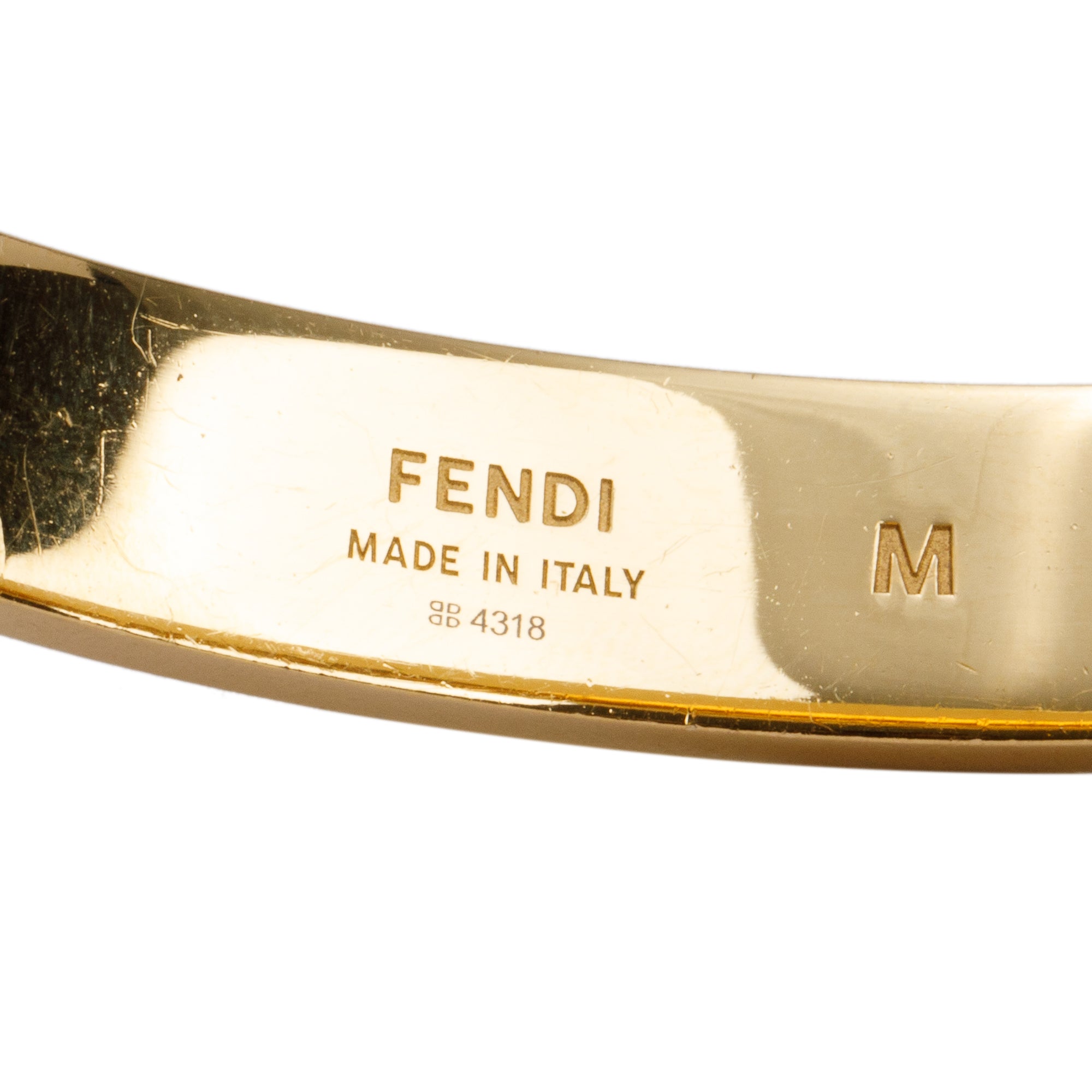 Fendi Gold-Tone Metal & Black Enamel Forever Fendi Hinged Bangle w/ Box