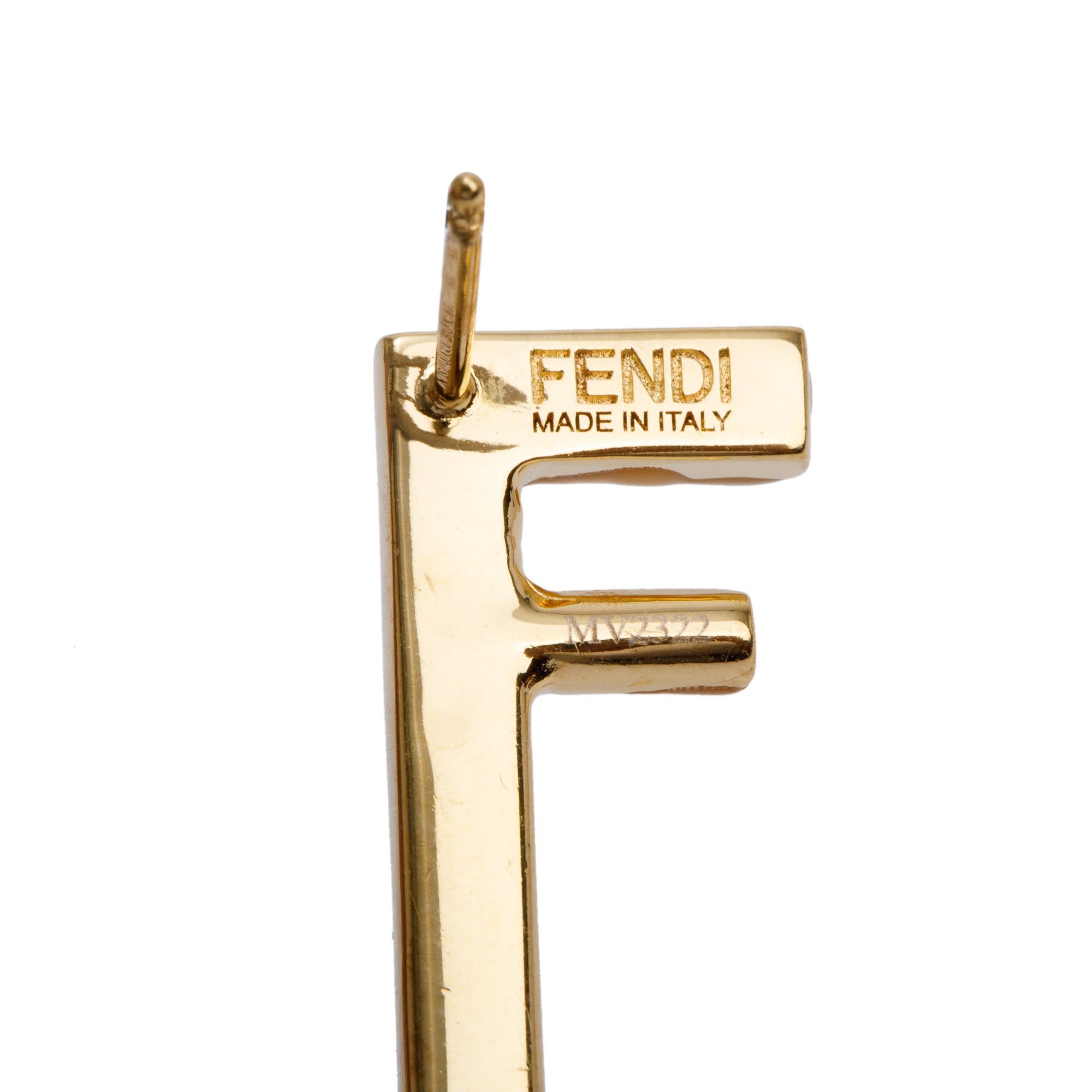Fendi Gold-Tone Metal Crystal FF Earrings