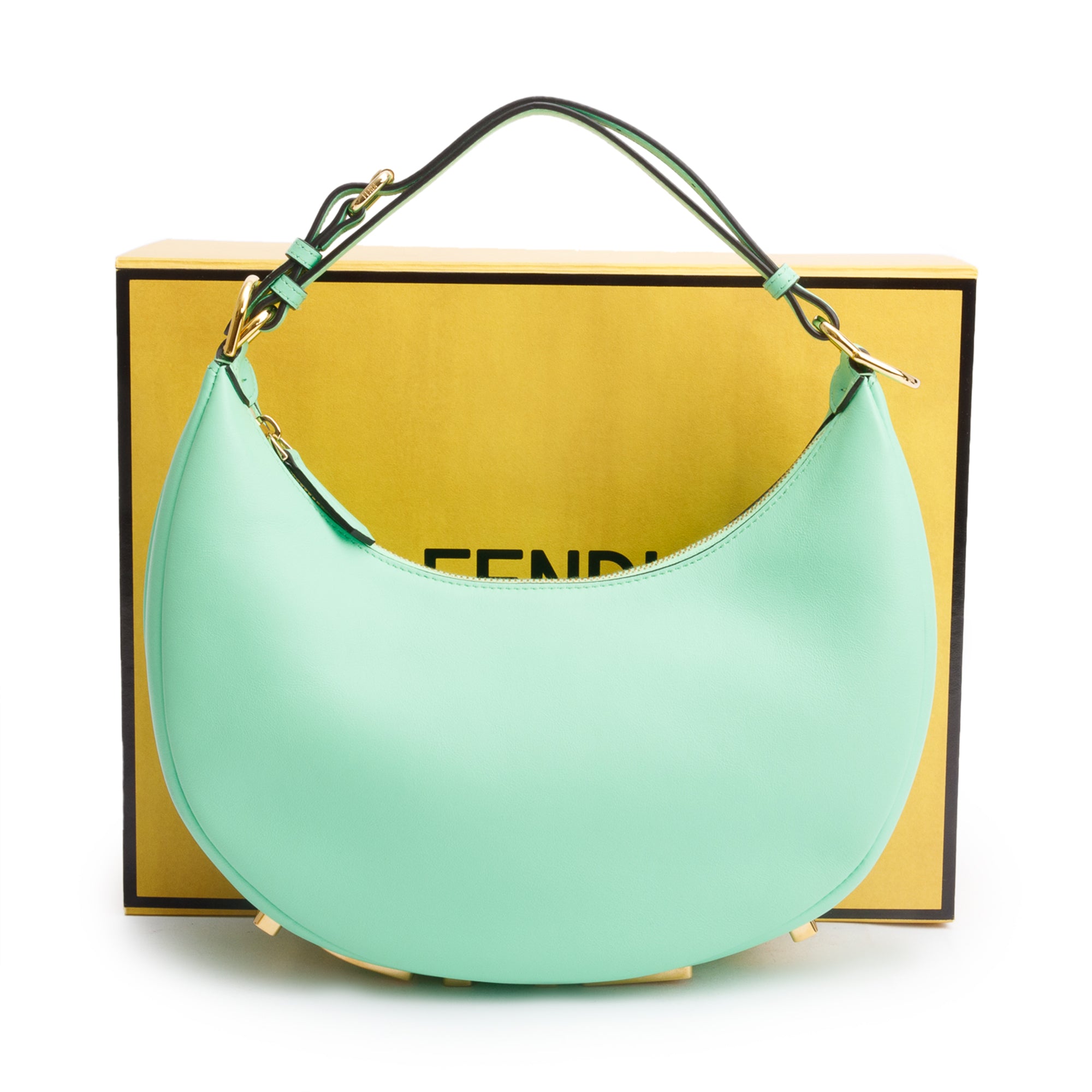 Fendi Green Calf Leather Small Fendigraphy Bag w/ Box