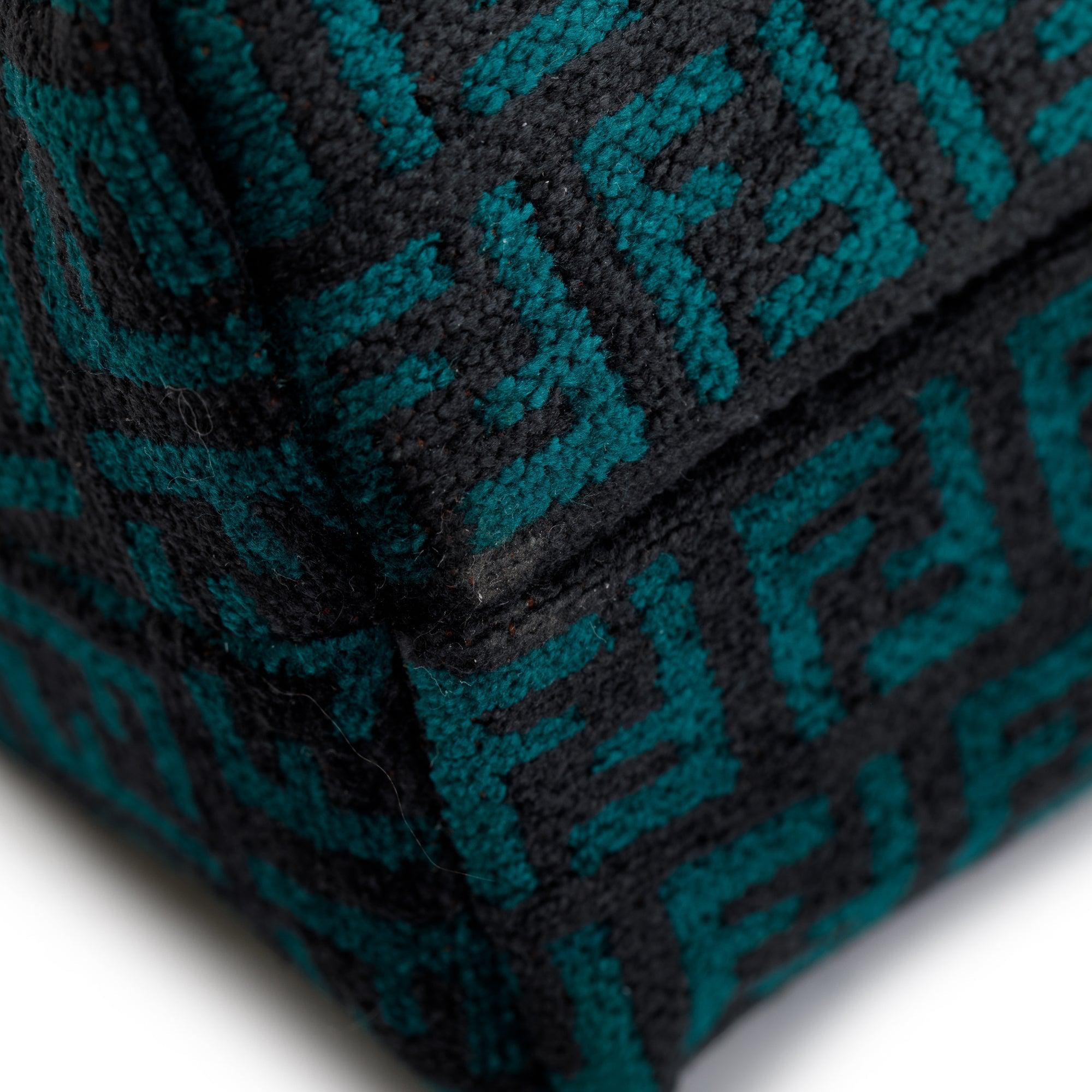 Fendi Green FF Motif Tapestry Fabric By the Way Mini Boston Bag w/ Strap & Box