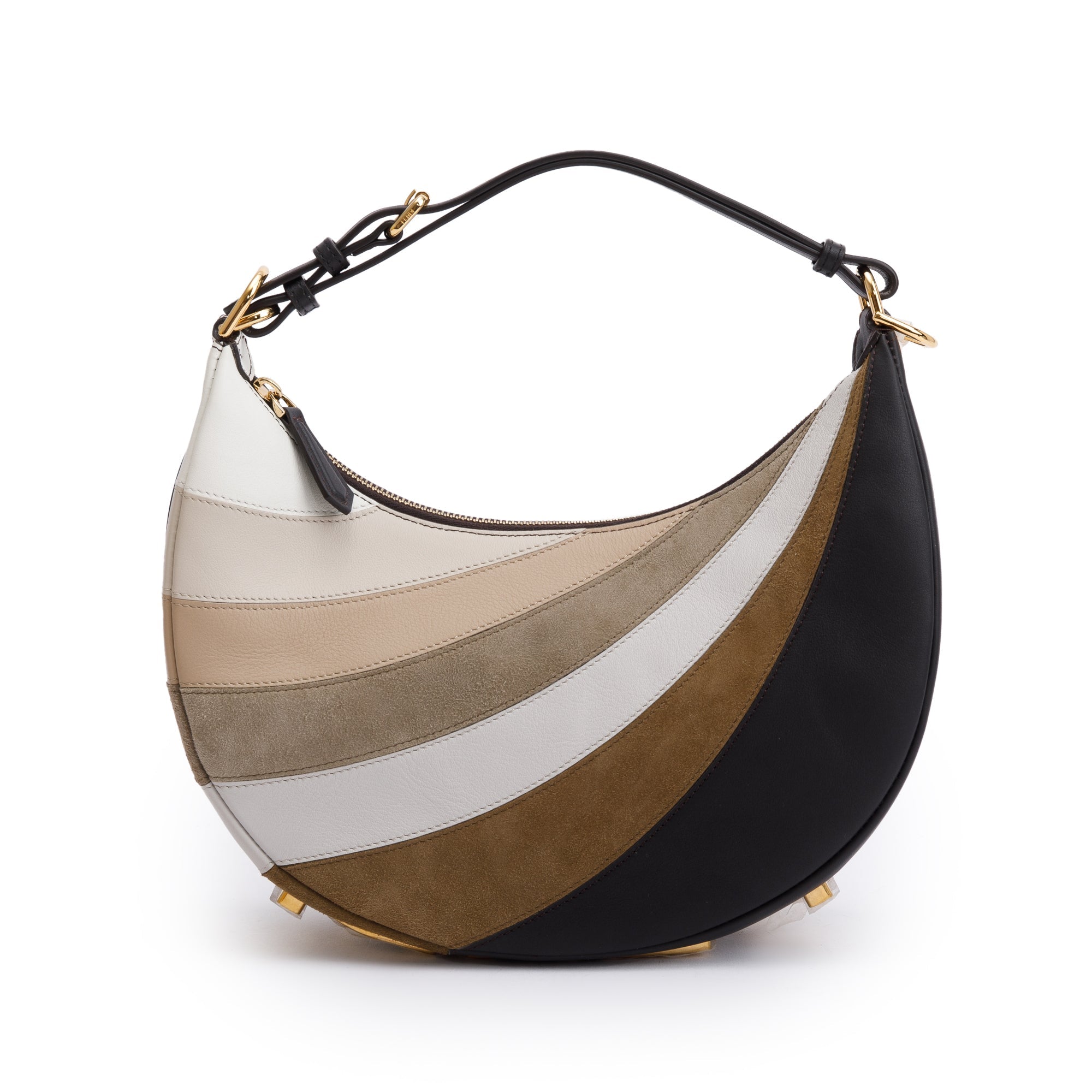 Fendi Grigio Multicolor Ebano Vitello Seta Suede Goatskin Small Rainbow Fendigraphy Bag w/ Box