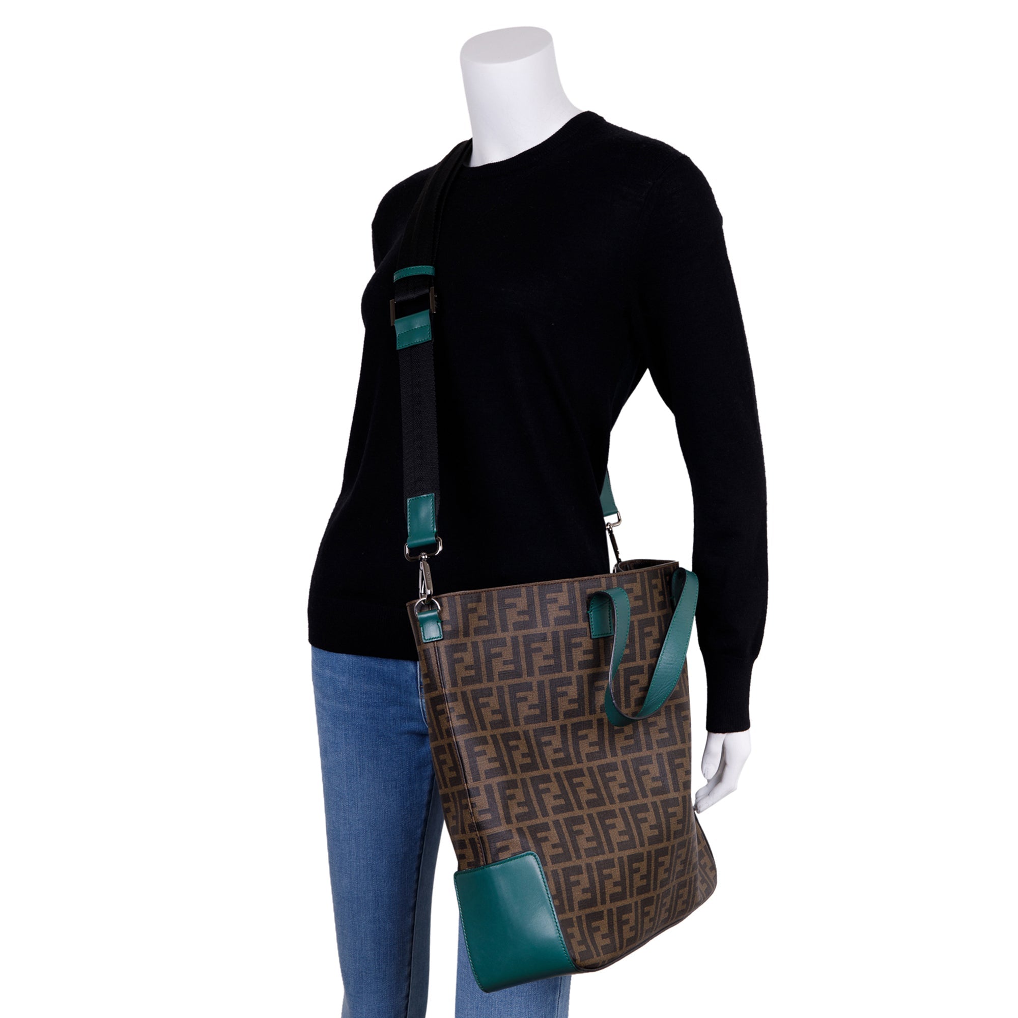 Fendi Leather-Trimmed FF Zucca Tote w/ Strap