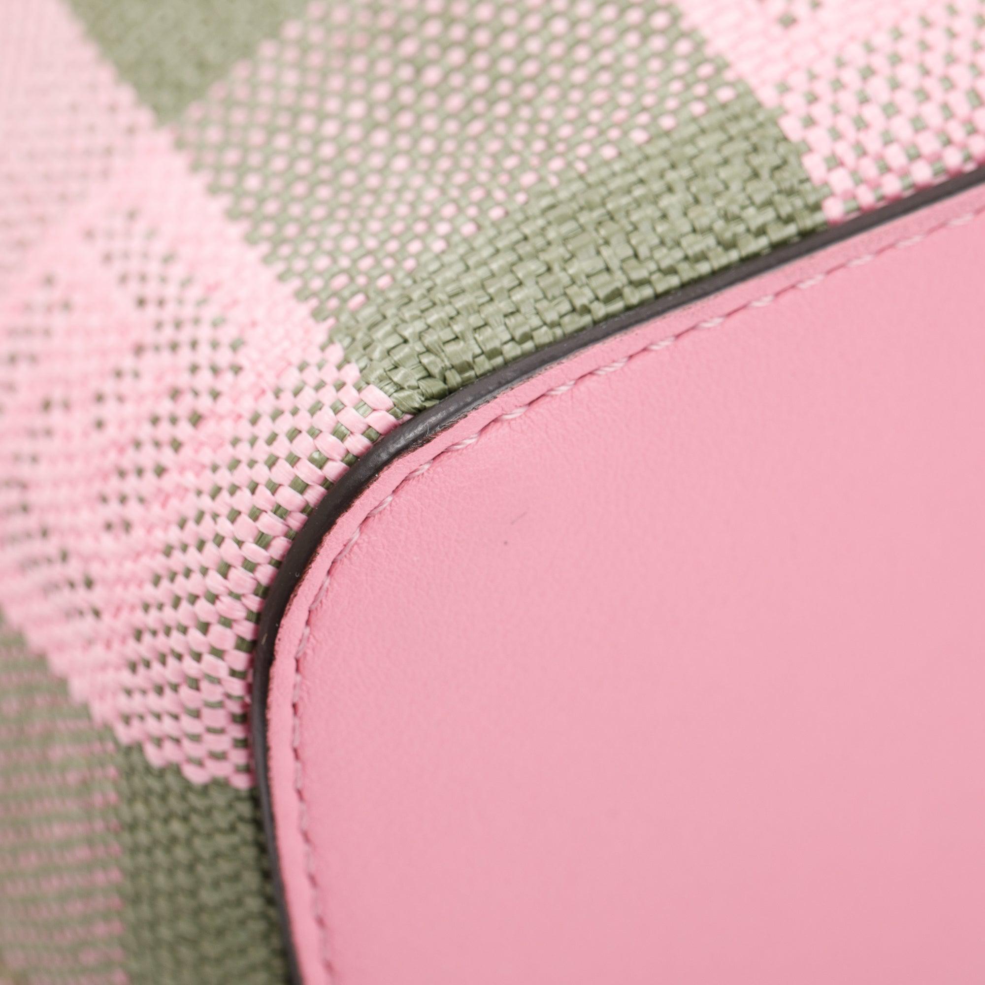 Fendi Military Rosa Lollypop Raffia Vitello Seta F is Fendi Pequin Gingham Woven Mini Mon Tresor Bucket Bag