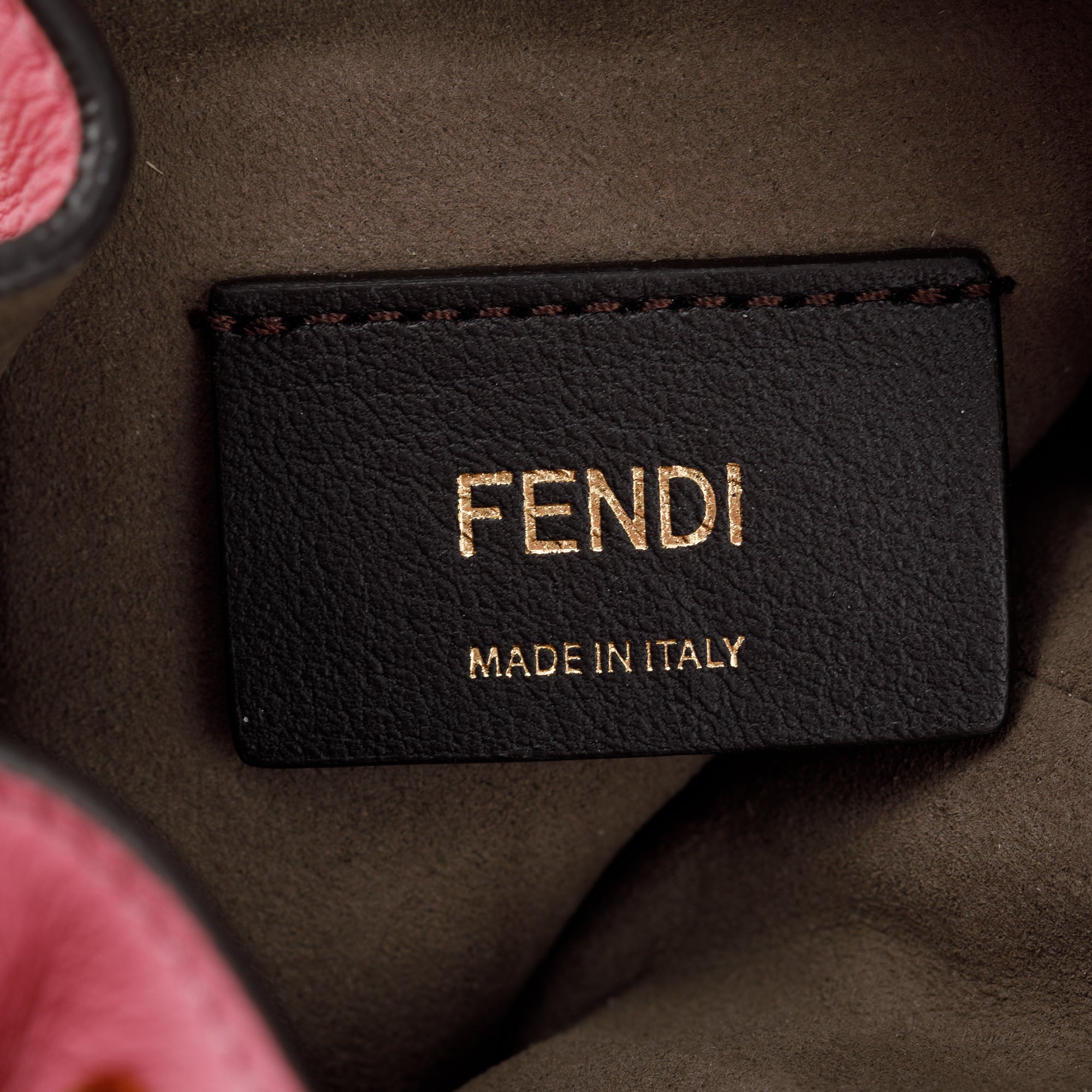 Fendi Military Rosa Lollypop Raffia Vitello Seta F is Fendi Pequin Gingham Woven Mini Mon Tresor Bucket Bag