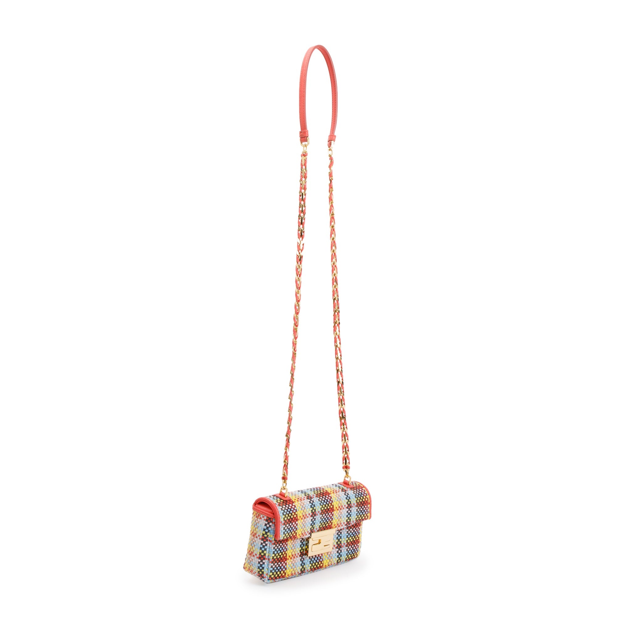 Fendi Multicolor Rosa Ecstacy Woven Nappa Intrecciato Mini Be Baguette Crossbody