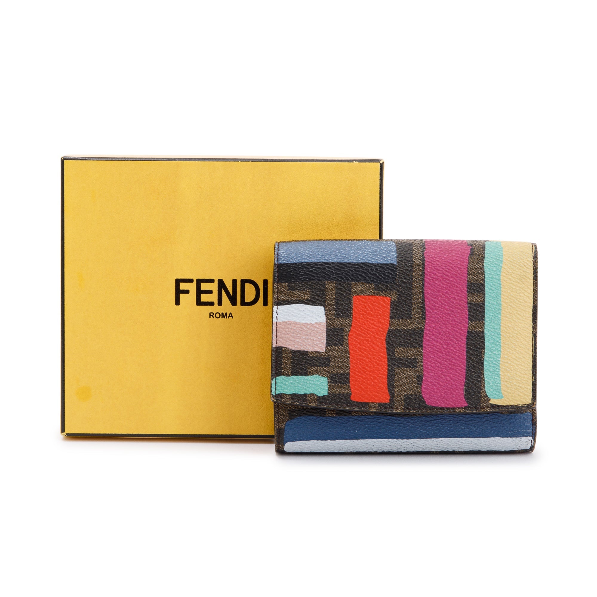 Fendi Multicolour Zucca Compact Wallet w/ Box