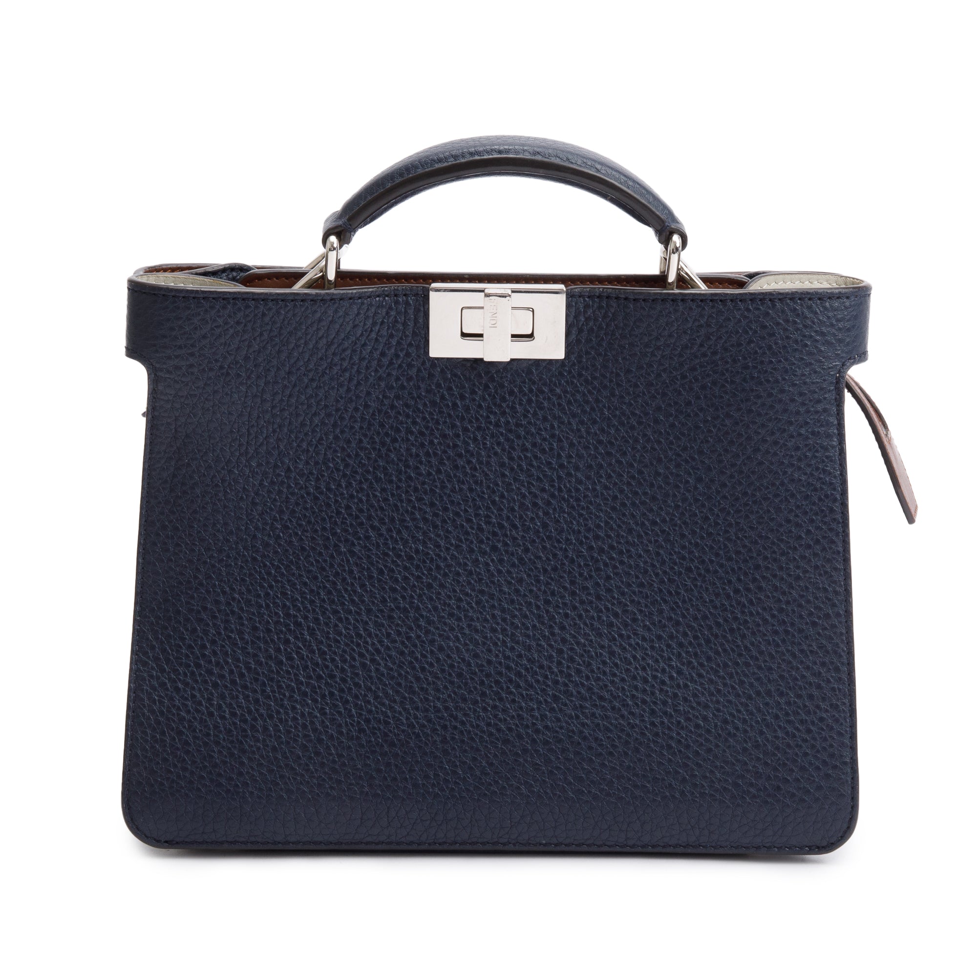Fendi Navy Calfskin Leather Mini Peekaboo ISeeU Bag w/ Strap & Pouch