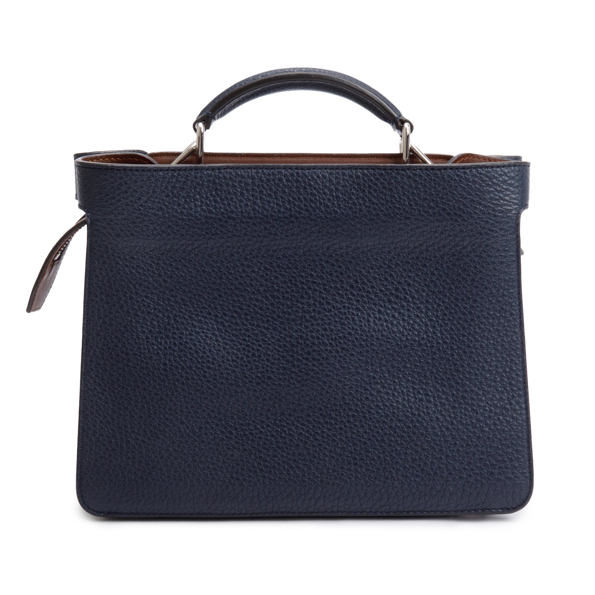 Fendi Navy Calfskin Leather Mini Peekaboo ISeeU Bag w/ Strap & Pouch