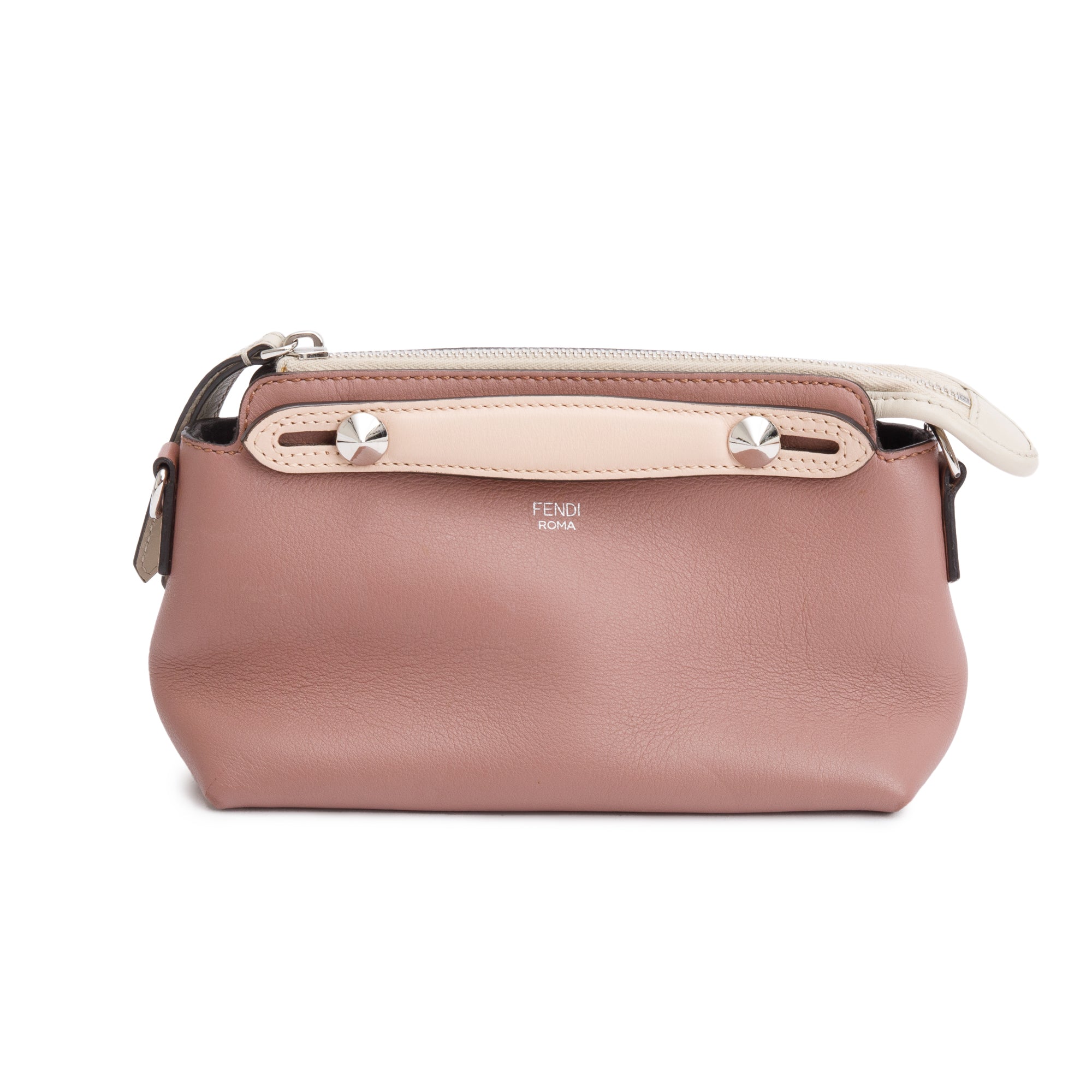 Fendi Neutral Vitello Dolce By the Way Mini Boston Bag w/ Strap