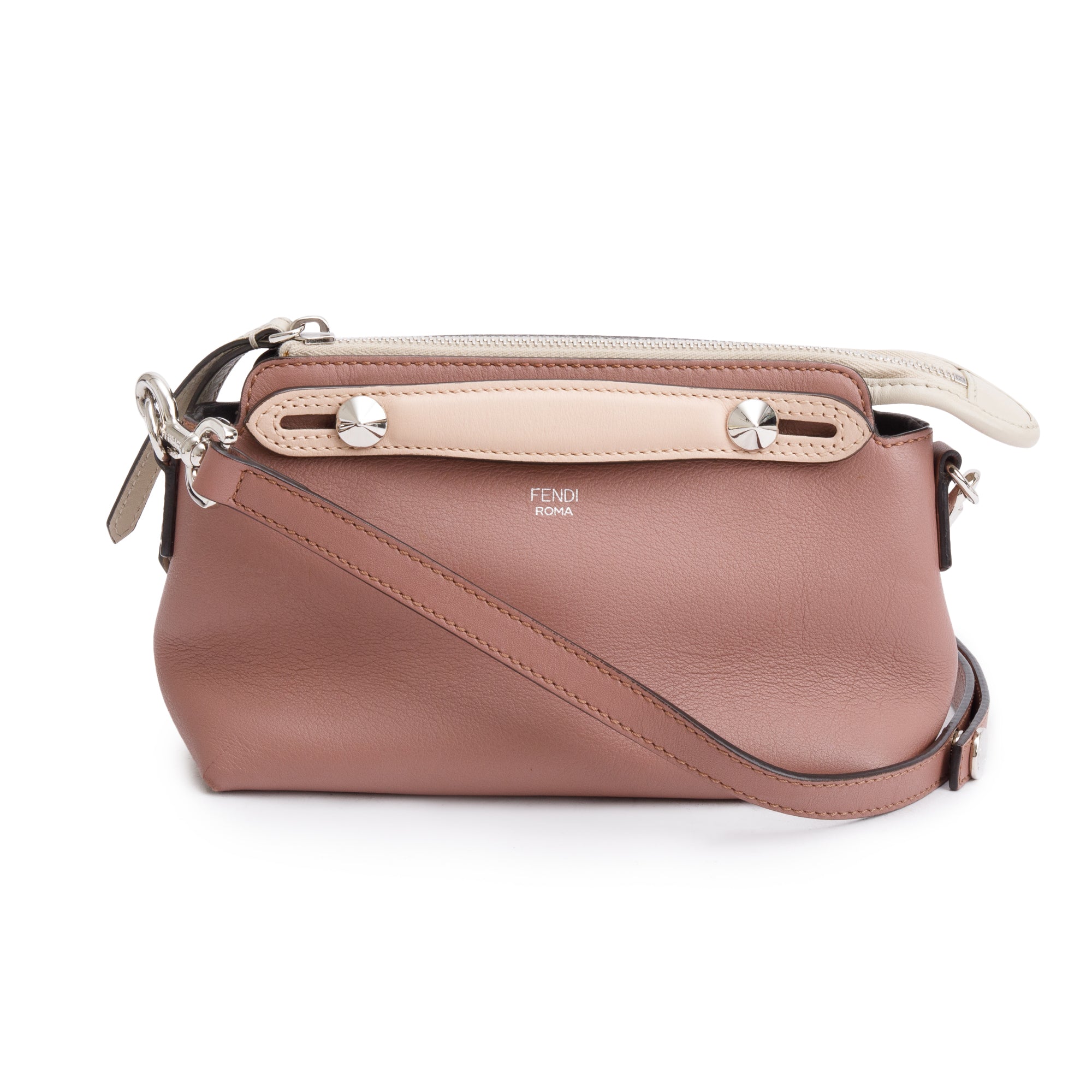 Fendi Neutral Vitello Dolce By the Way Mini Boston Bag w/ Strap