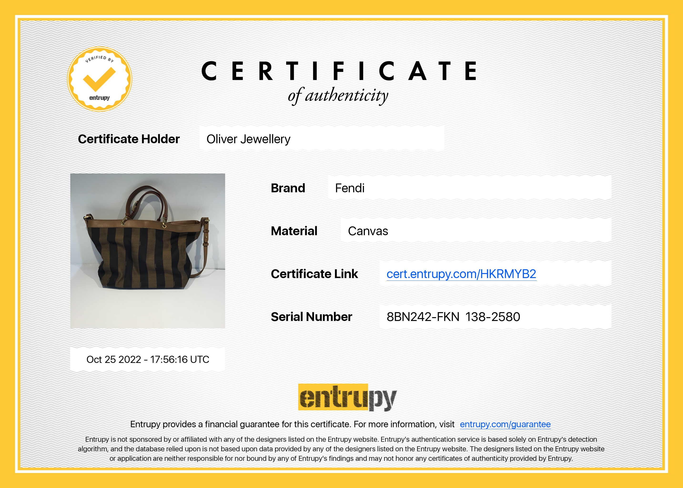 Fendi Pequin Stripe Canvas & Leather Tote