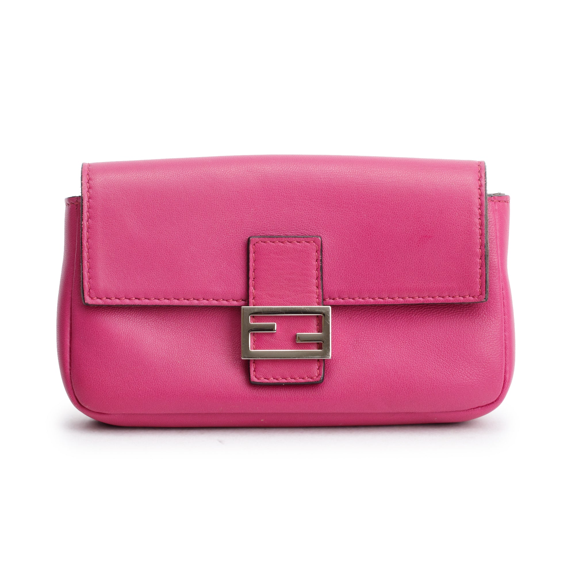 Fendi Pink Calfskin Leather Micro Baguette Bag