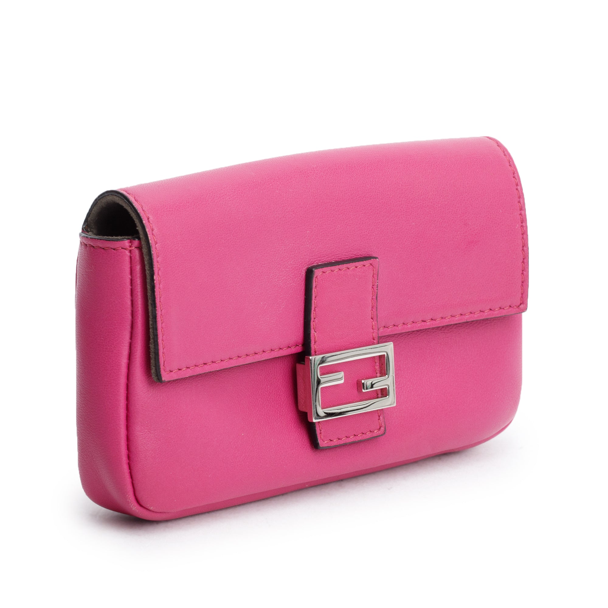 Fendi Pink Calfskin Leather Micro Baguette Bag