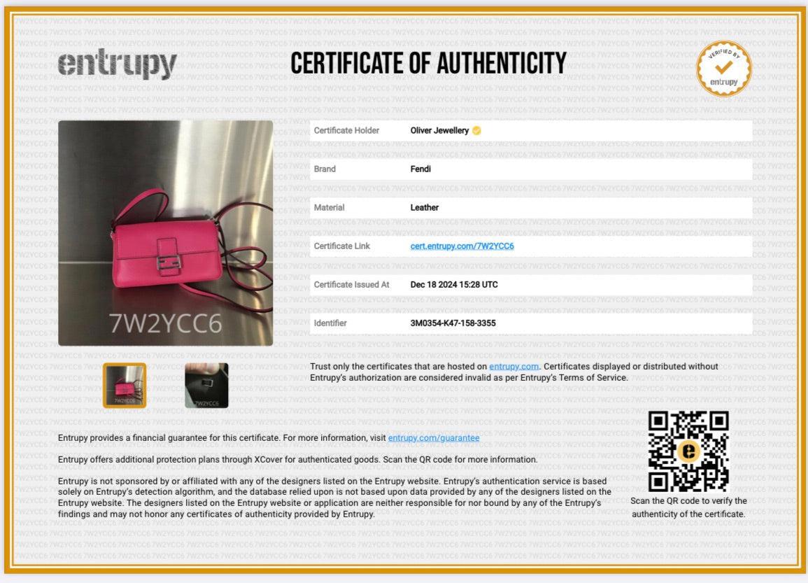 Fendi Pink Calfskin Leather Micro Baguette Bag w/ Box