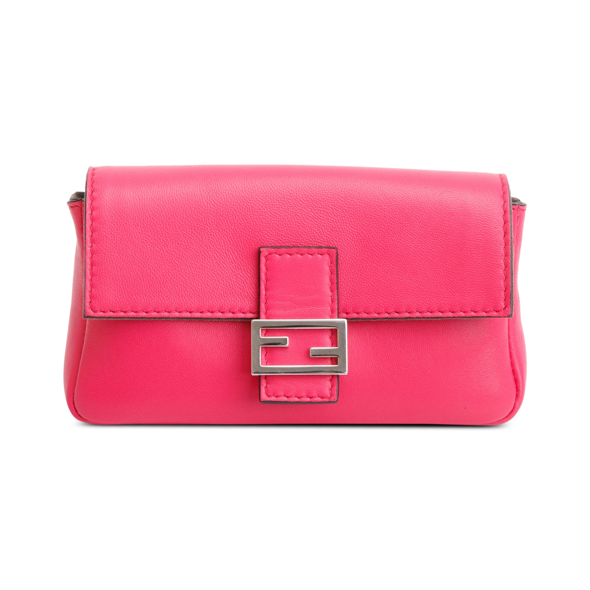 Fendi Pink Calfskin Leather Micro Baguette Bag w/ Box